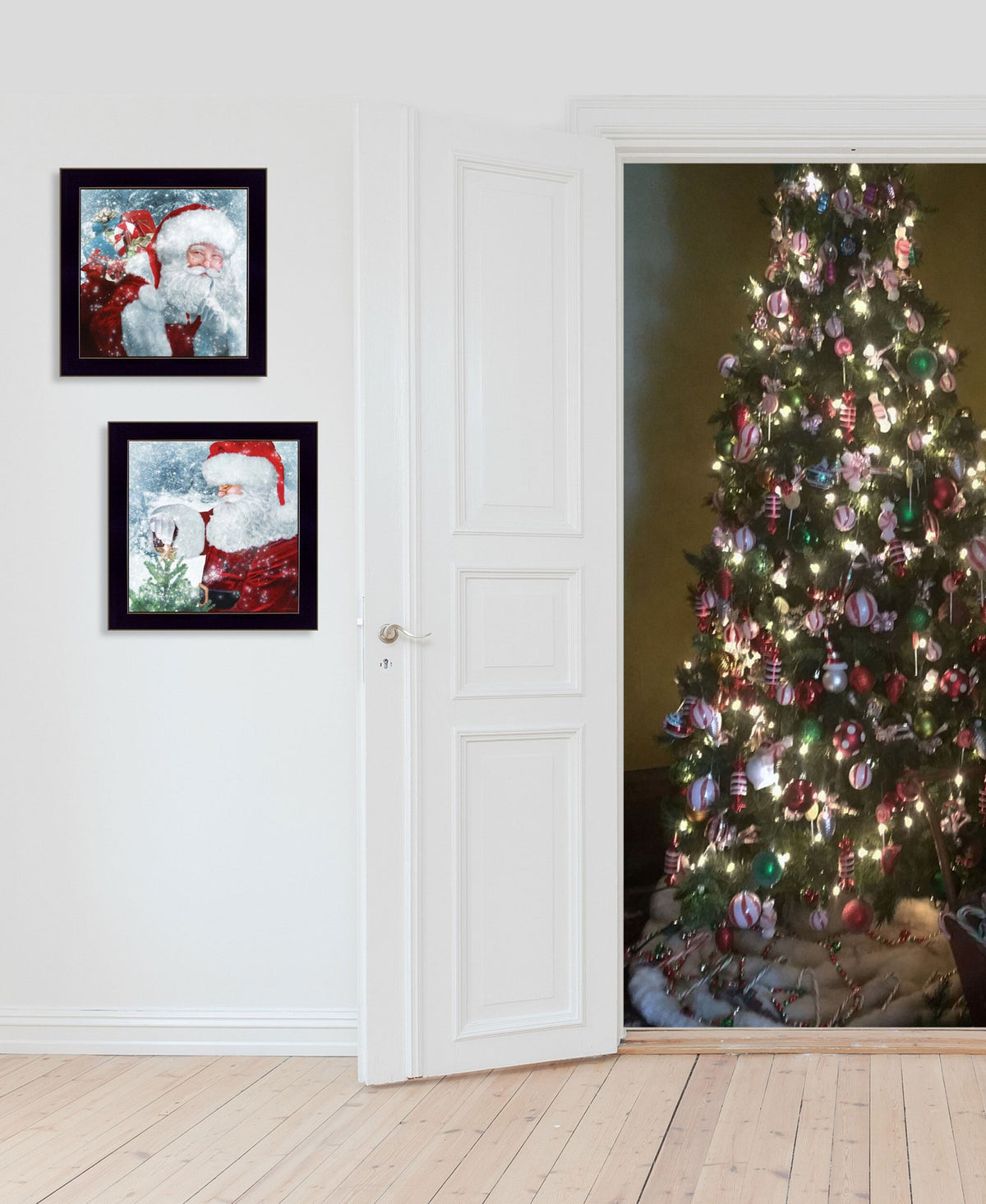 Set Of Two Santas Blessings 4 Black Framed Print Wall Art W2B