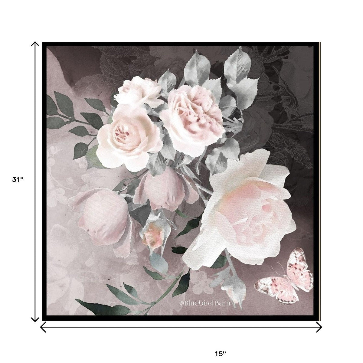 Set Of Two Noir Roses 3 Black Framed Print Wall Art W2B