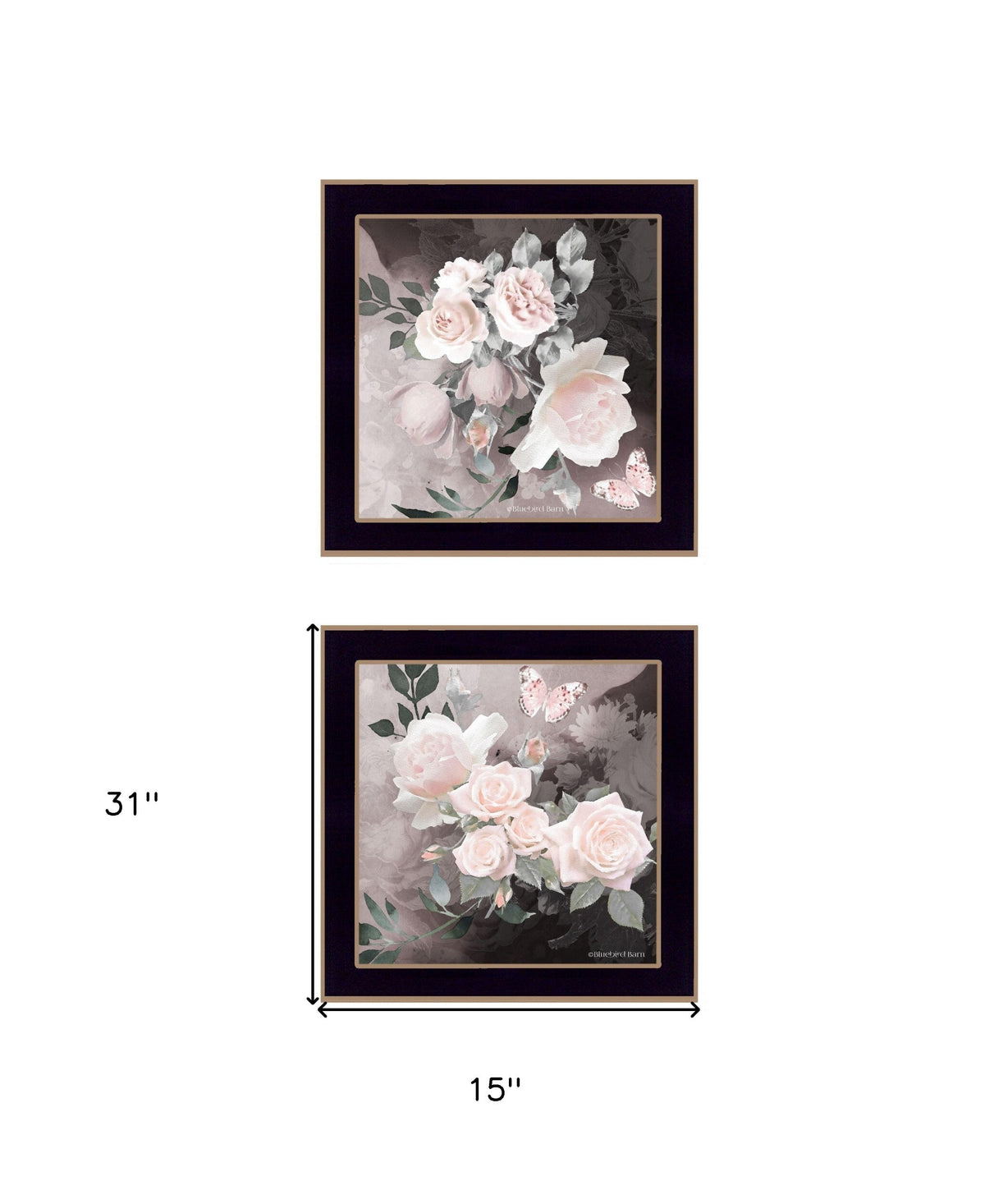 Set Of Two Noir Roses Black Framed Print Wall Art W2B