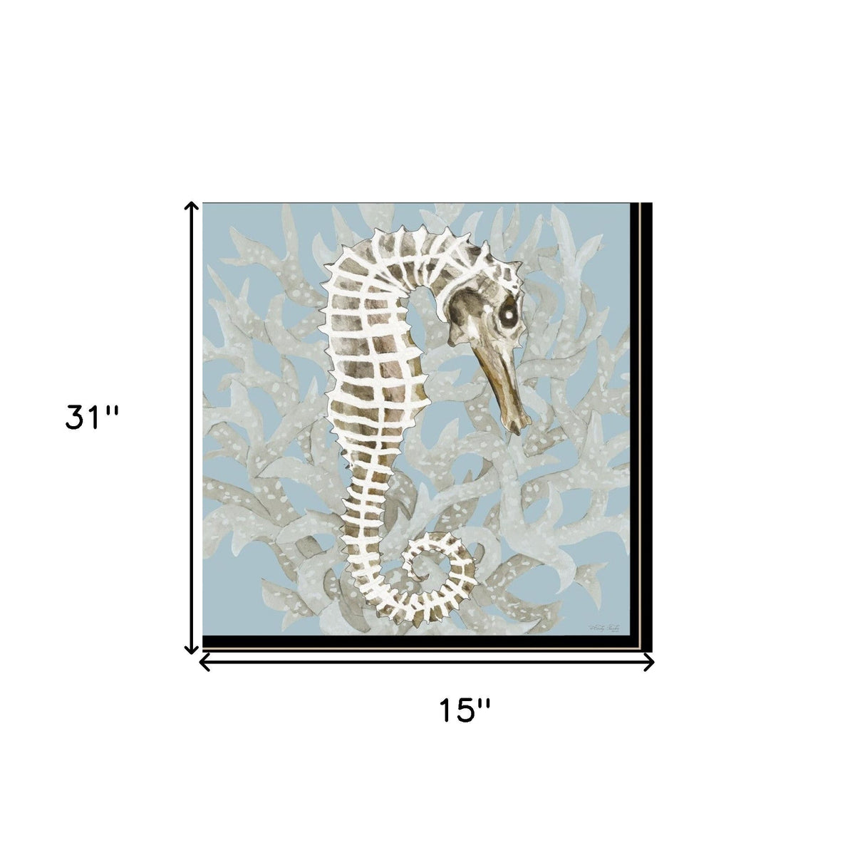 Set Of Two Coral Seahorse 1 Black Framed Print Wall Art W2B