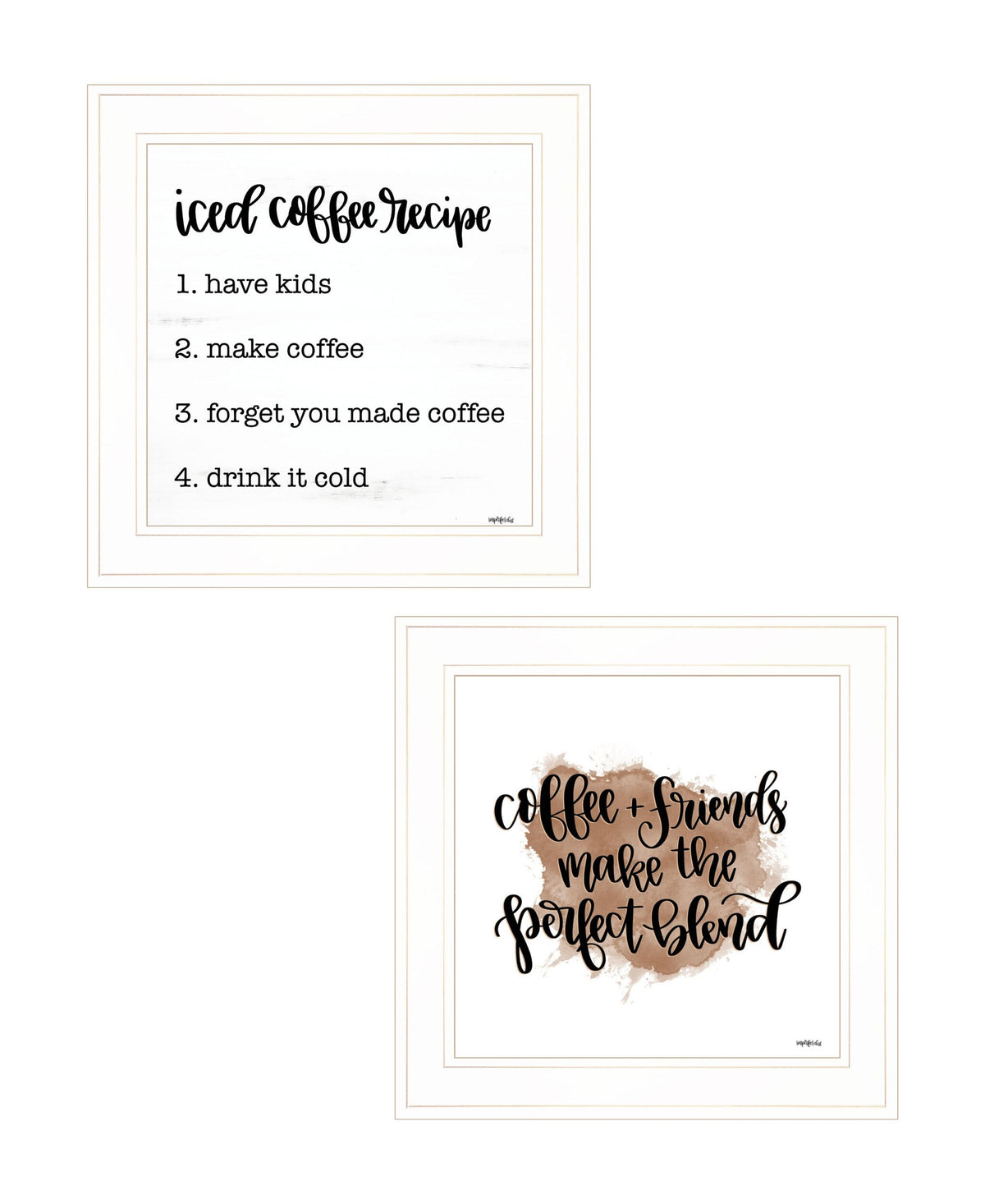 Set Of Two Coffee and Friends Recipe White Framed Print Kitchen Wall Art W2B
