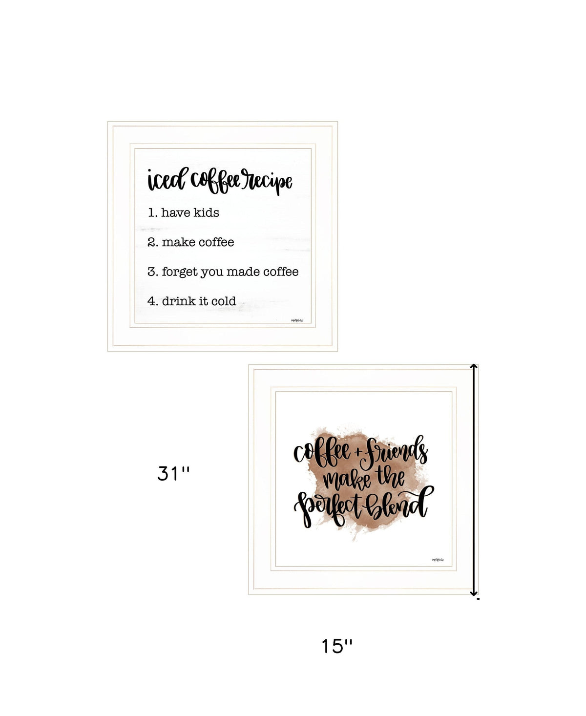 Set Of Two Coffee and Friends Recipe White Framed Print Kitchen Wall Art W2B