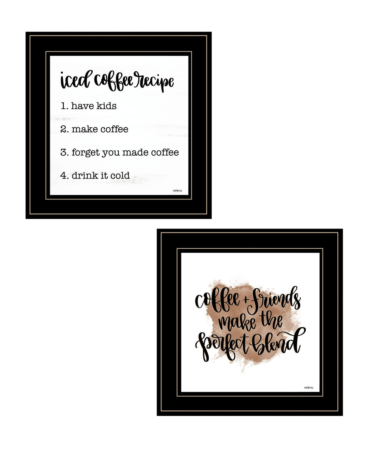 Set Of Two Coffee and Friends Recipe Black Framed Print Kitchen Wall Art W2B