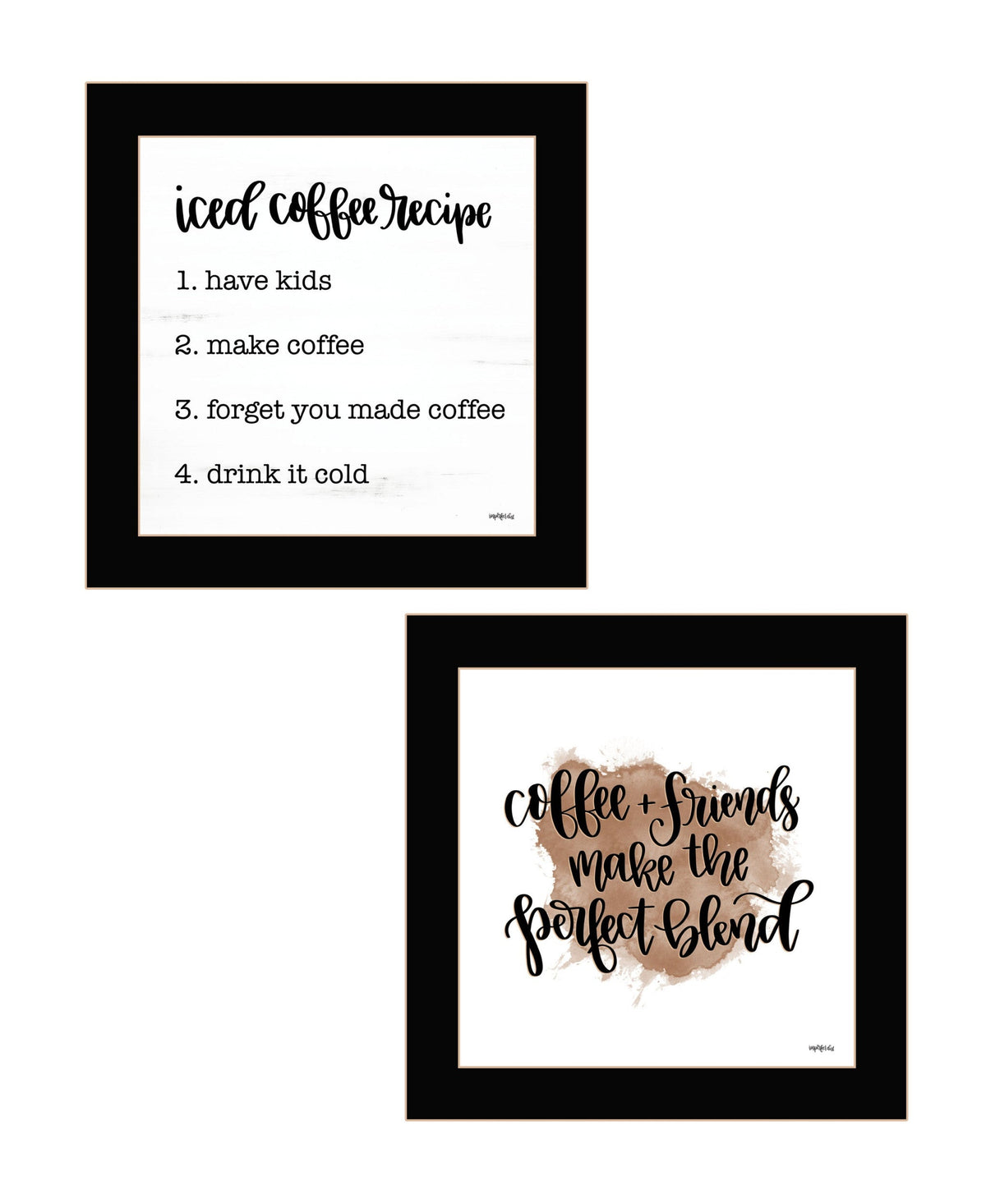Set Of Two Coffee and Friends Recipe Black Framed Print Kitchen Wall Art W2B