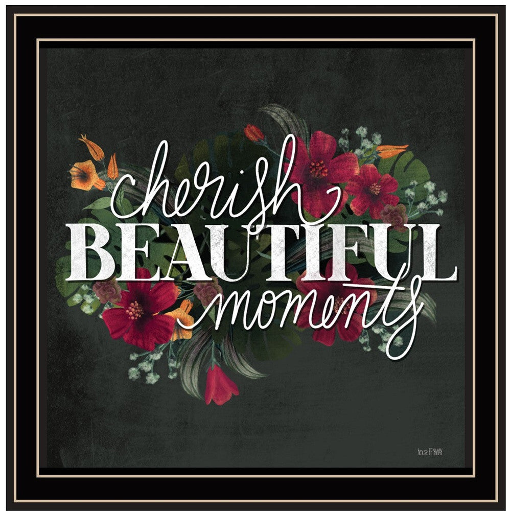 Set Of Two Cherish and Have Faith 2 Black Framed Print Wall Art W2B