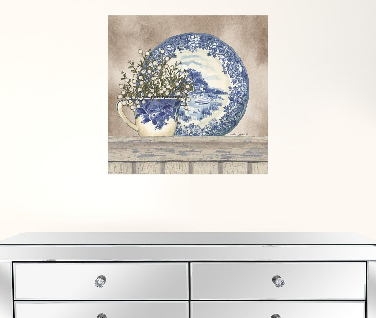 Set Of Two The Farmhouse Blues 1 White Framed Print Wall Art W2B