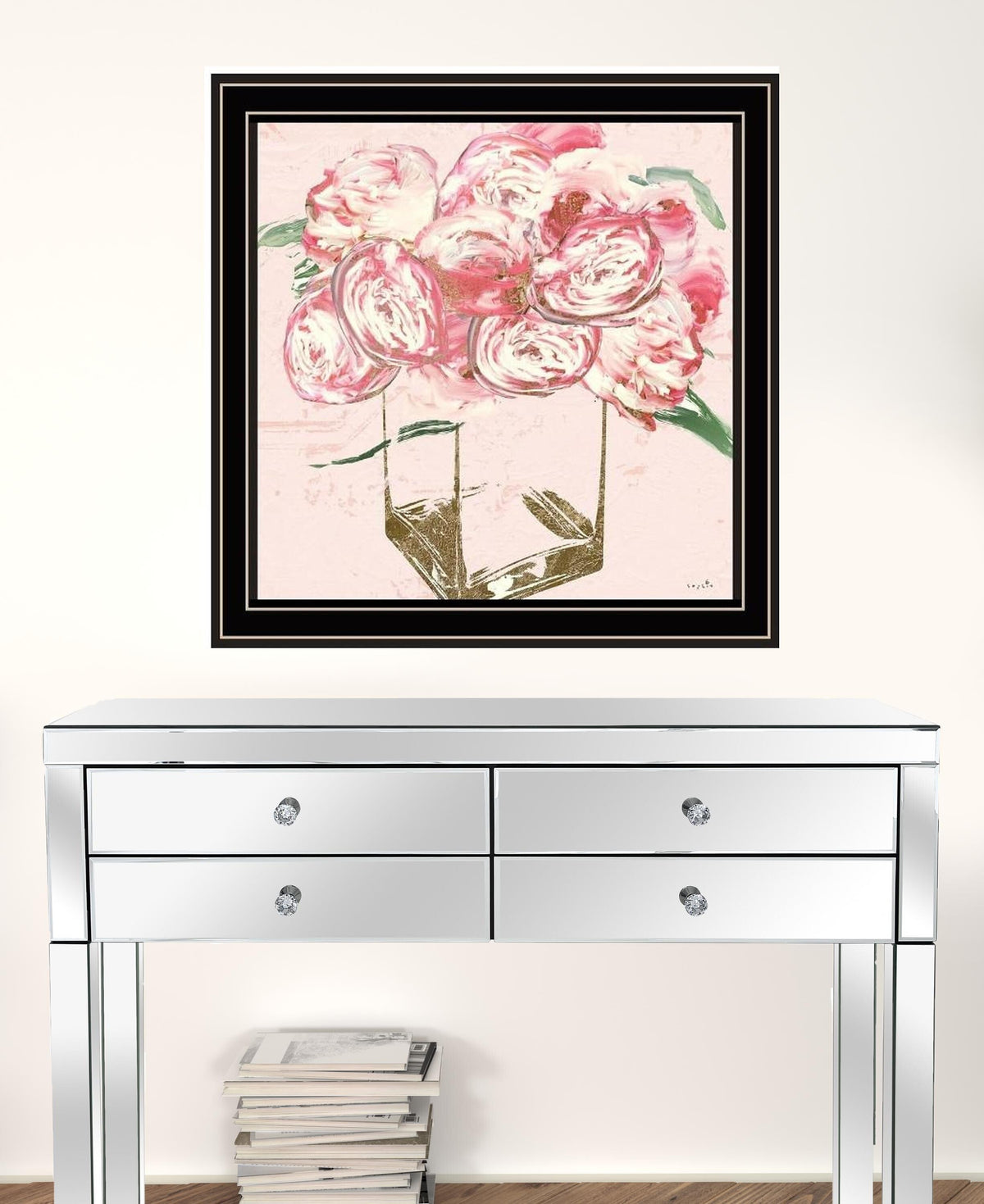 Set Of Two The Peonies 1 Black Framed Print Wall Art W2B