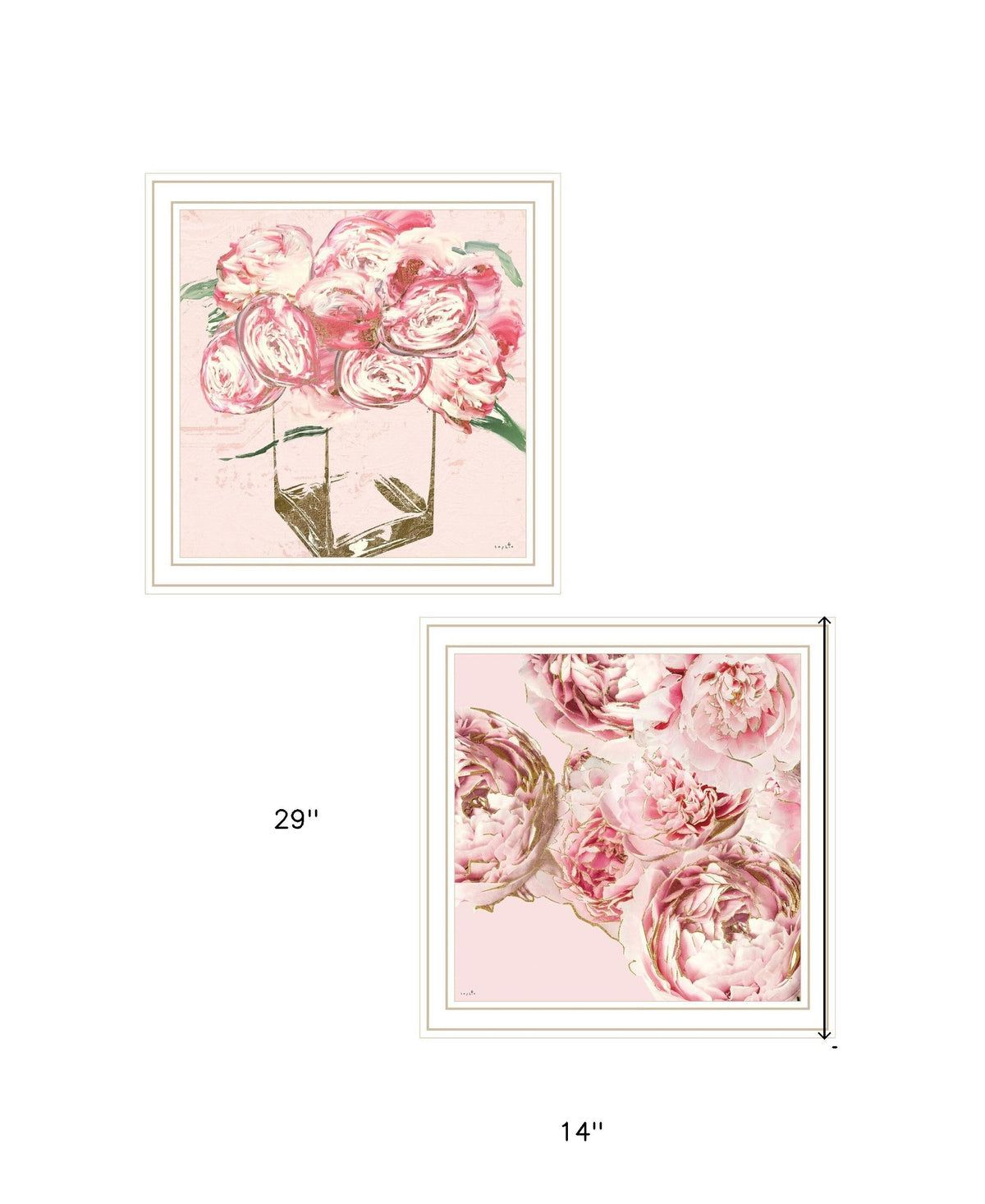 Set Of Two The Peonies 2 White Framed Print Wall Art W2B