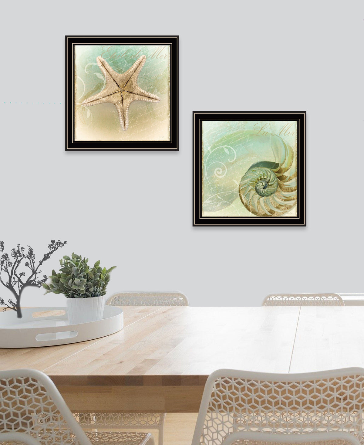 Set Of Two The Sea I and Sea II 1 Black Framed Print Wall Art W2B