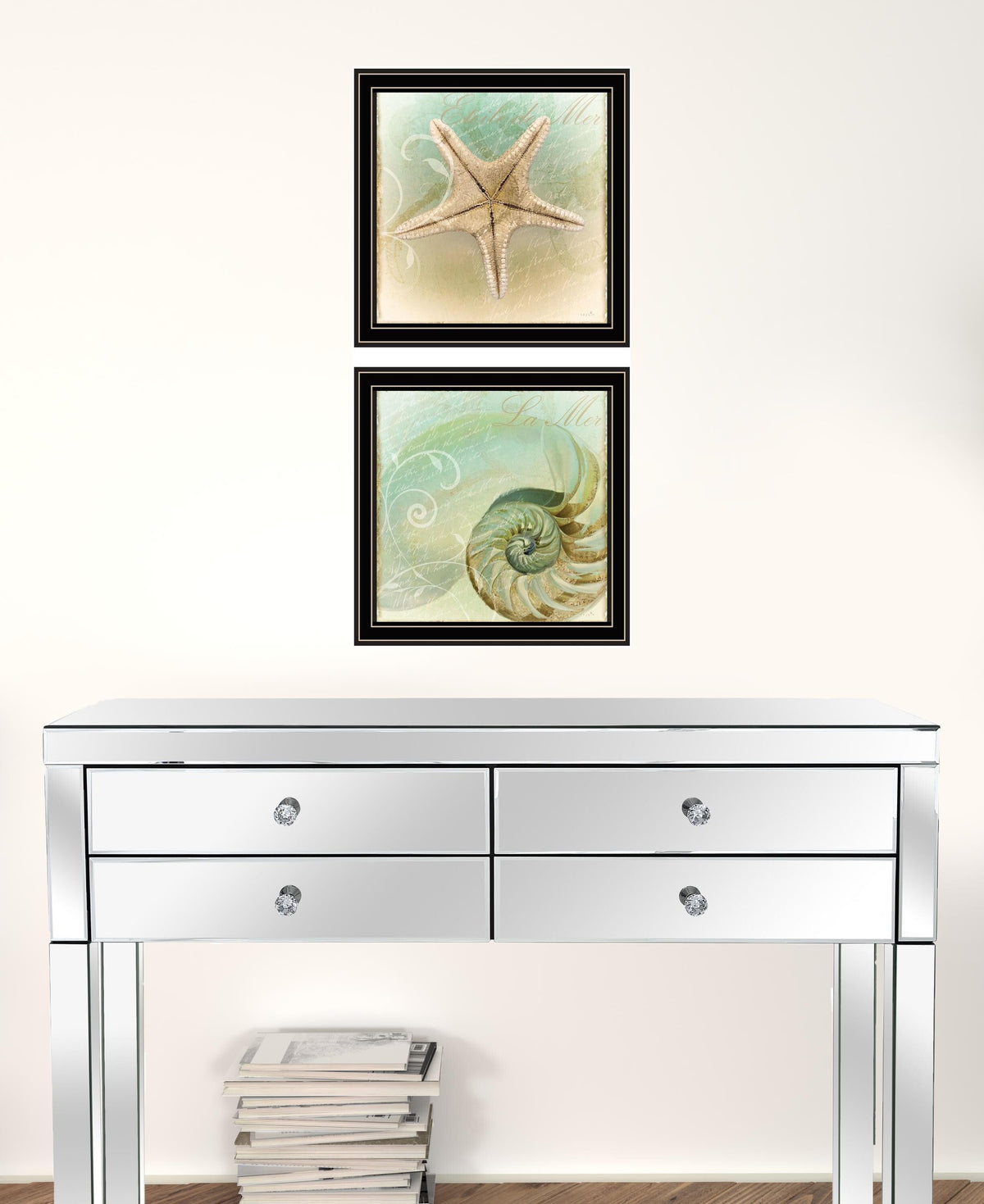 Set Of Two The Sea I and Sea II 1 Black Framed Print Wall Art W2B