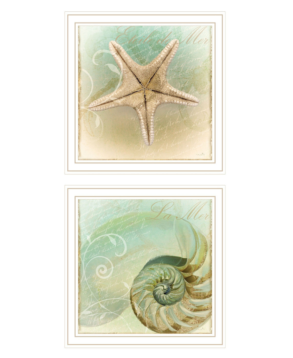 Set Of Two The Sea I and Sea II 2 White Framed Print Wall Art W2B