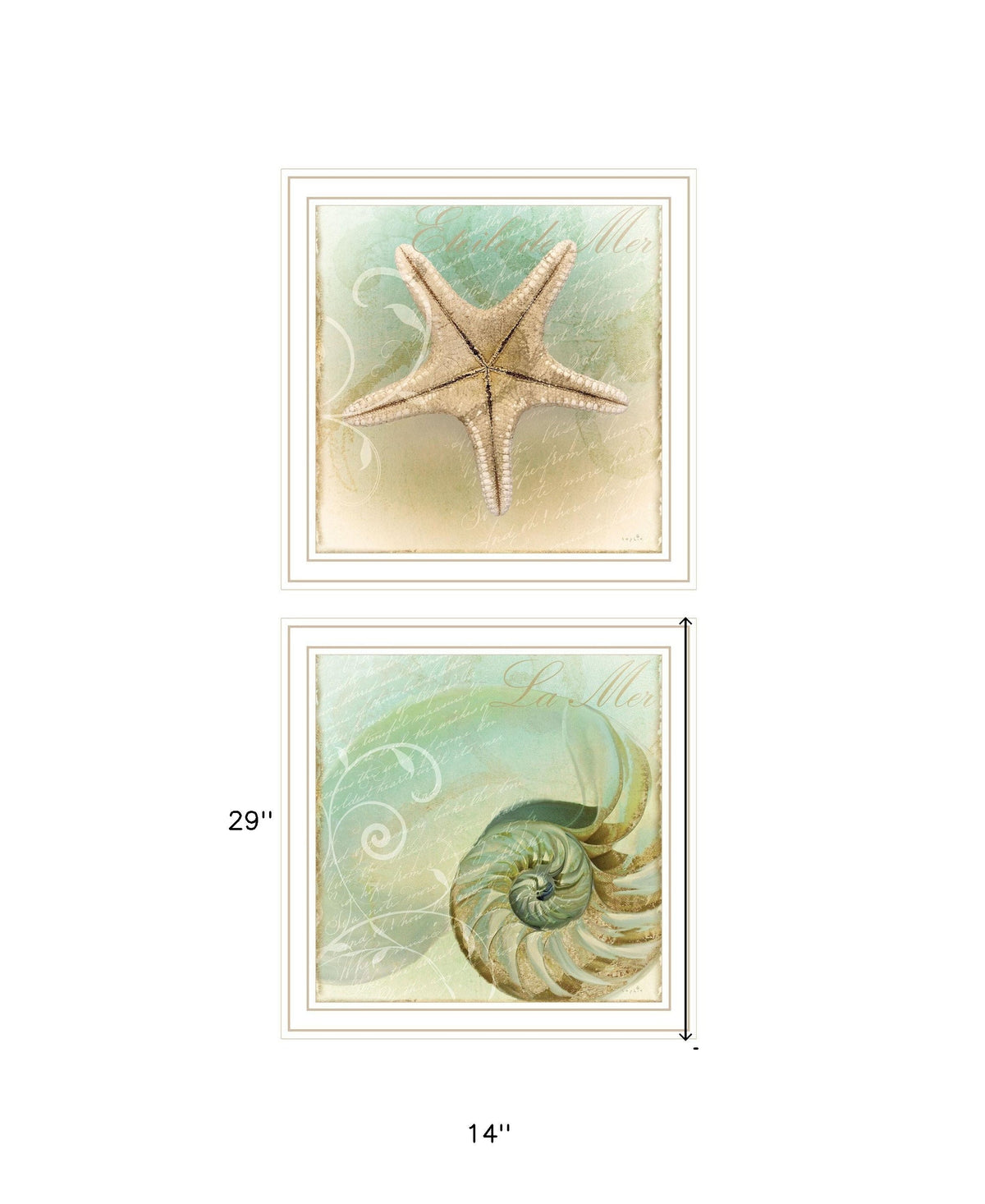 Set Of Two The Sea I and Sea II 2 White Framed Print Wall Art W2B