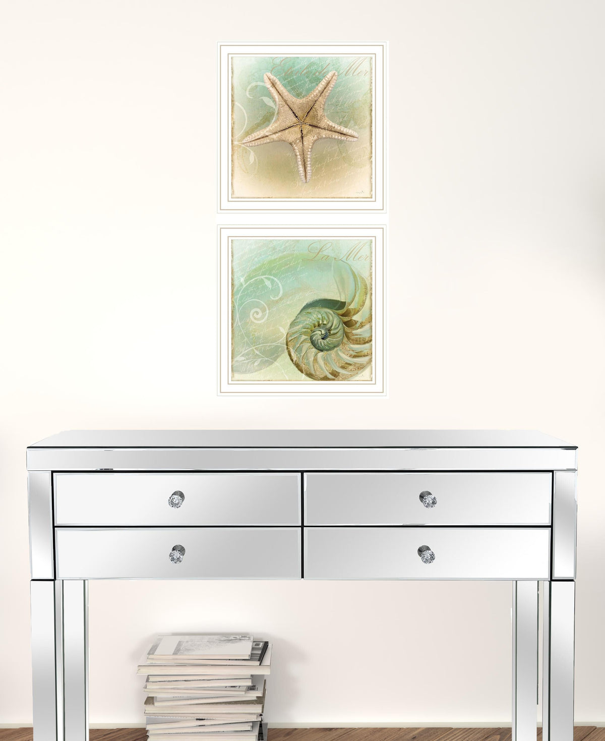 Set Of Two The Sea I and Sea II 2 White Framed Print Wall Art W2B