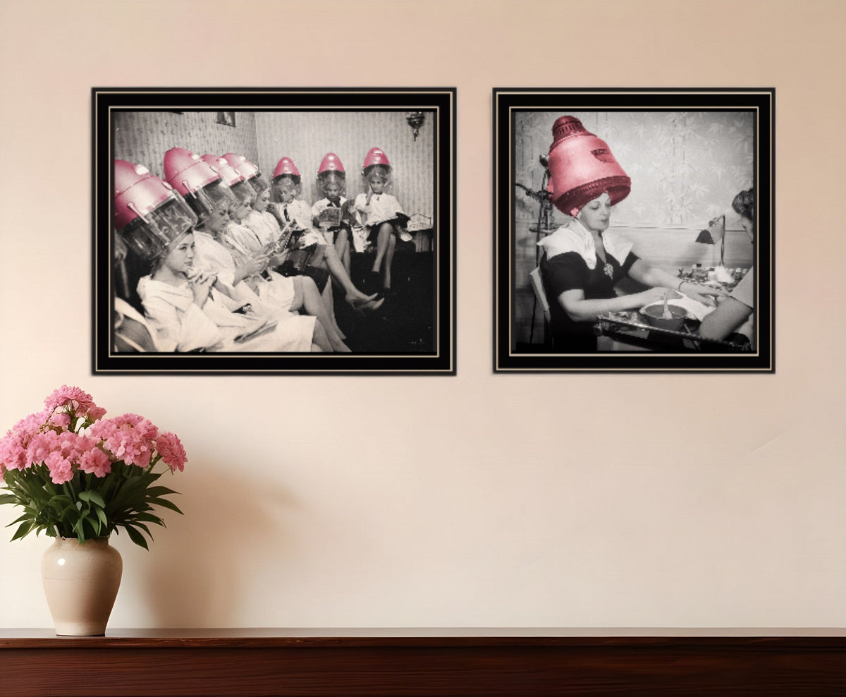 Set Of Two The Salon Black Framed Print Wall Art W2B