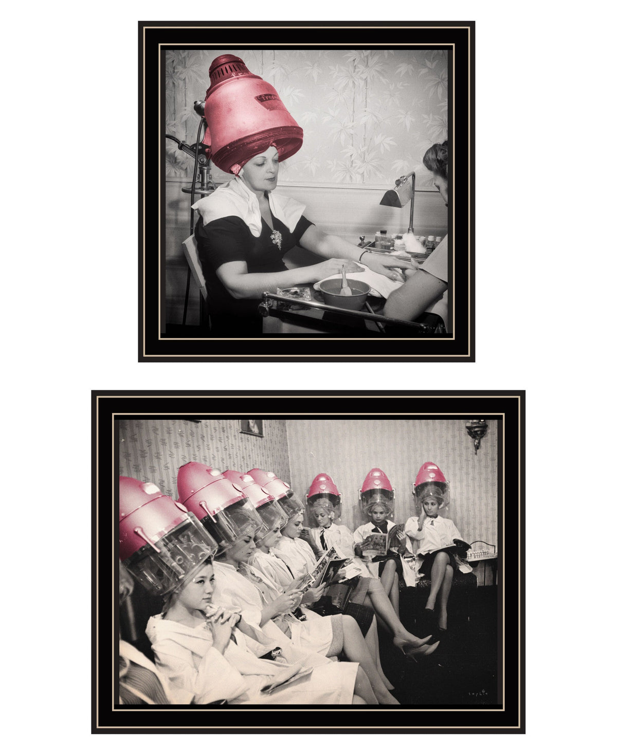 Set Of Two The Salon Black Framed Print Wall Art W2B