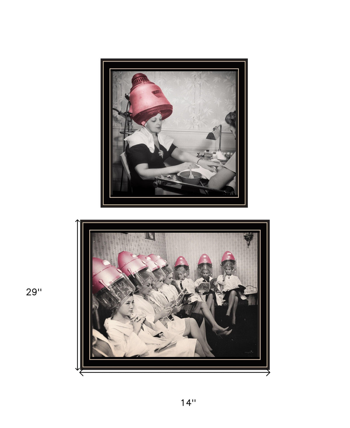 Set Of Two The Salon Black Framed Print Wall Art W2B