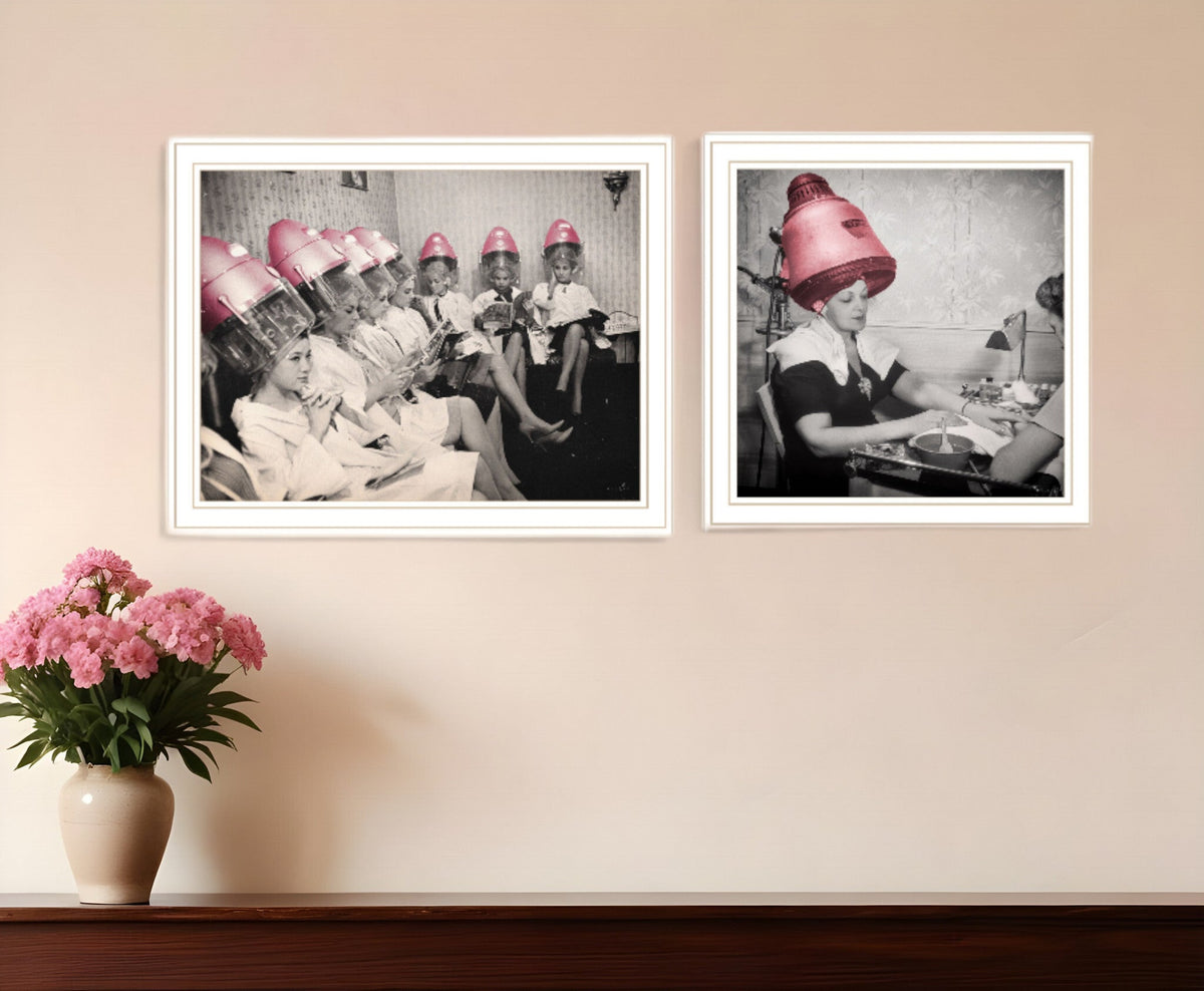Set Of Two The Salon White Framed Print Wall Art W2B