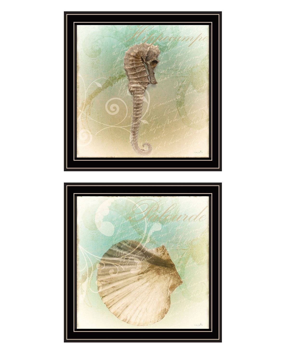 Set Of Two The Sea III and Sea IV 1 Black Framed Print Wall Art W2B