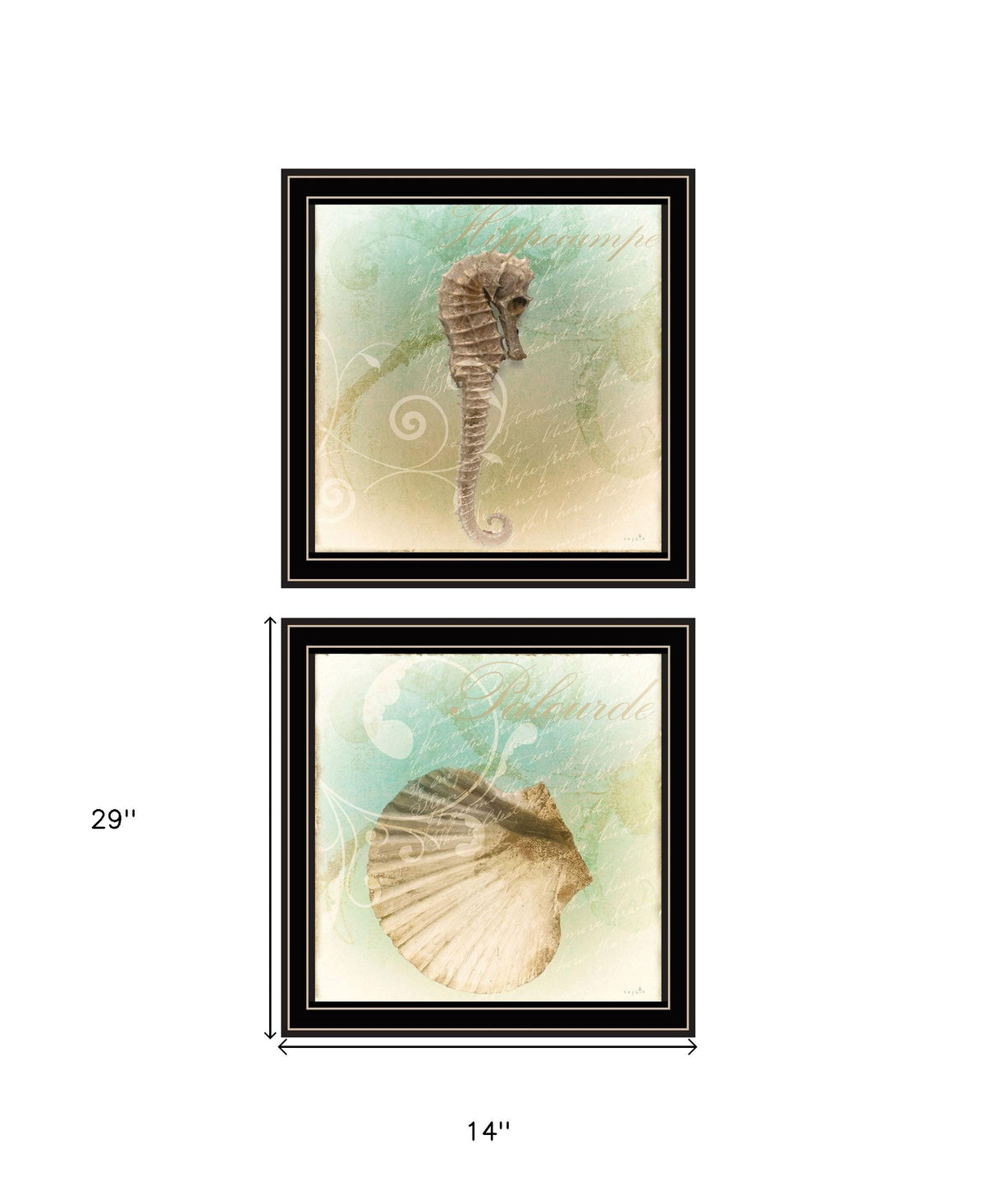 Set Of Two The Sea III and Sea IV 1 Black Framed Print Wall Art W2B