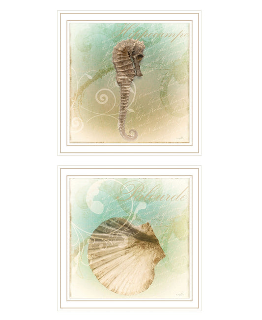 Set Of Two The Sea III and Sea IV 2 White Framed Print Wall Art W2B