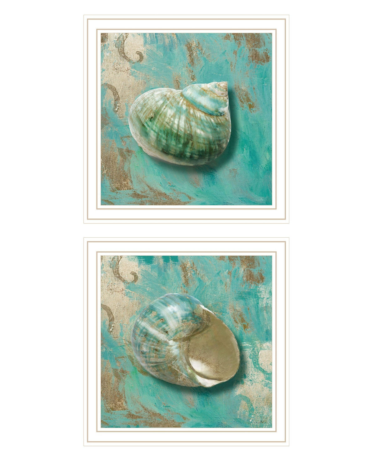 Set Of Two Azurica I and Sea II 2 White Framed Print Wall Art W2B