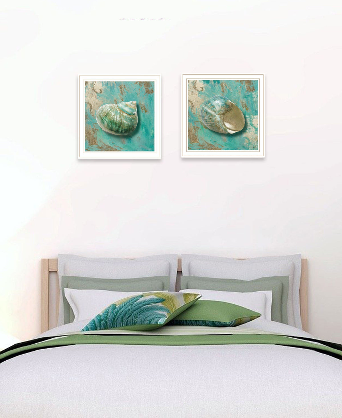 Set Of Two Azurica I and Sea II 2 White Framed Print Wall Art W2B