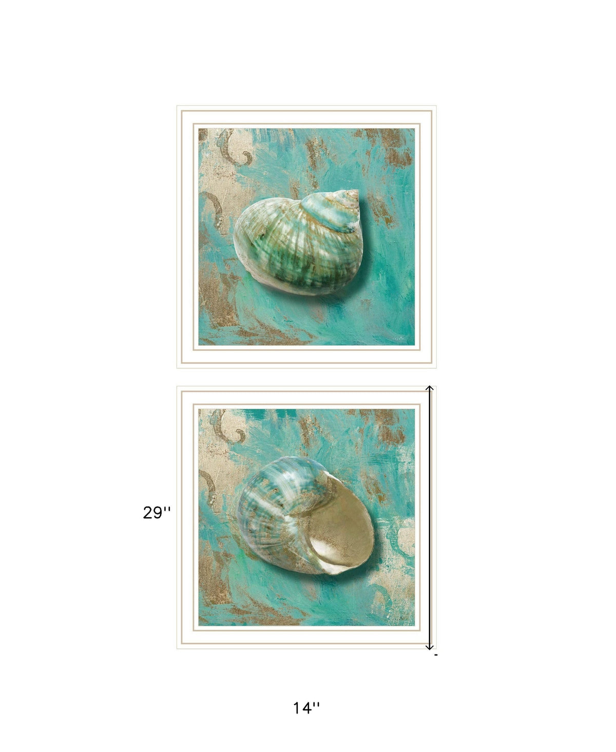 Set Of Two Azurica I and Sea II 2 White Framed Print Wall Art W2B
