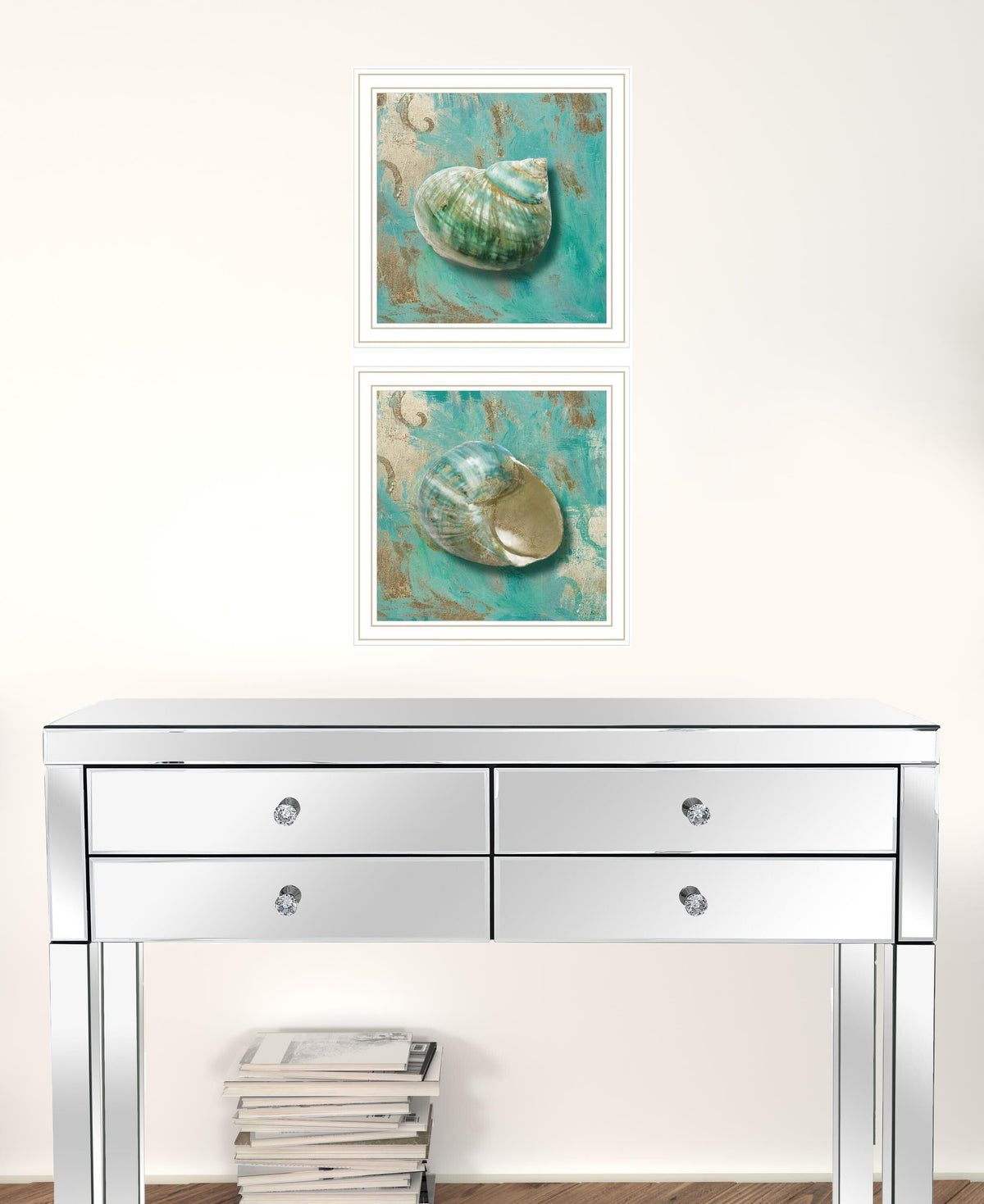 Set Of Two Azurica I and Sea II 2 White Framed Print Wall Art W2B