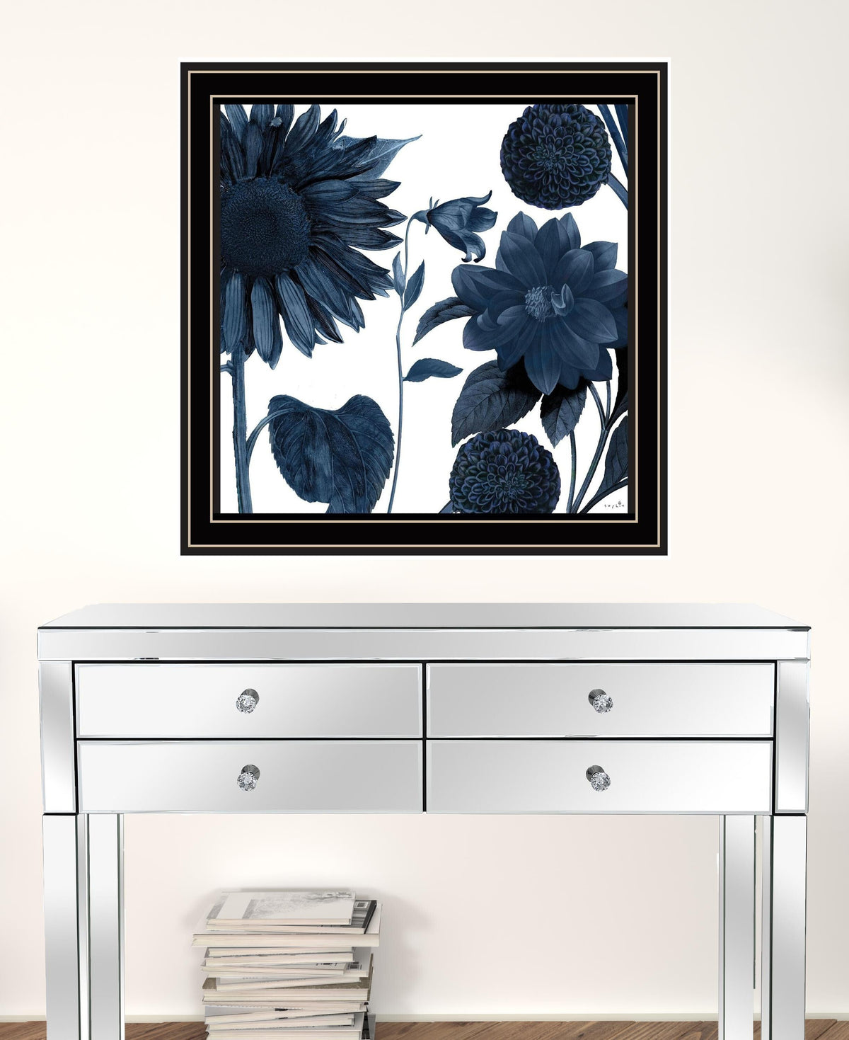 Set Of Two Sunflower Blues 1 Black Framed Print Wall Art W2B