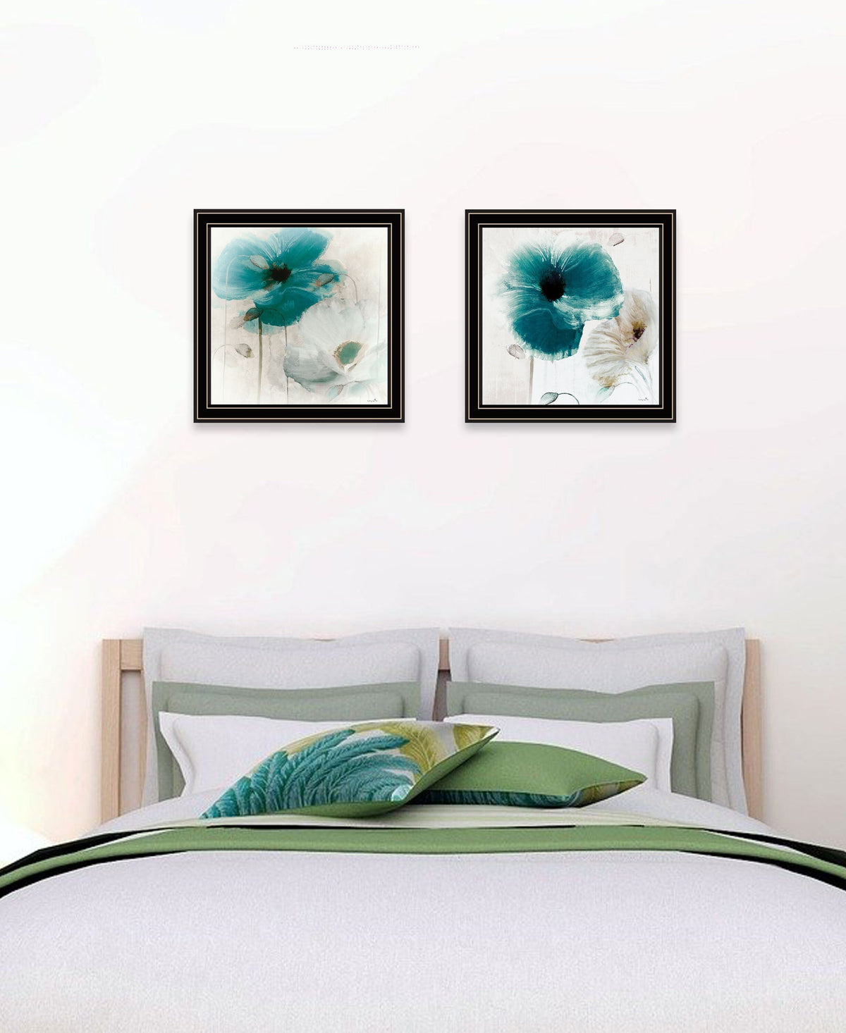 Set Of Two Poppy 1 Black Framed Print Wall Art W2B