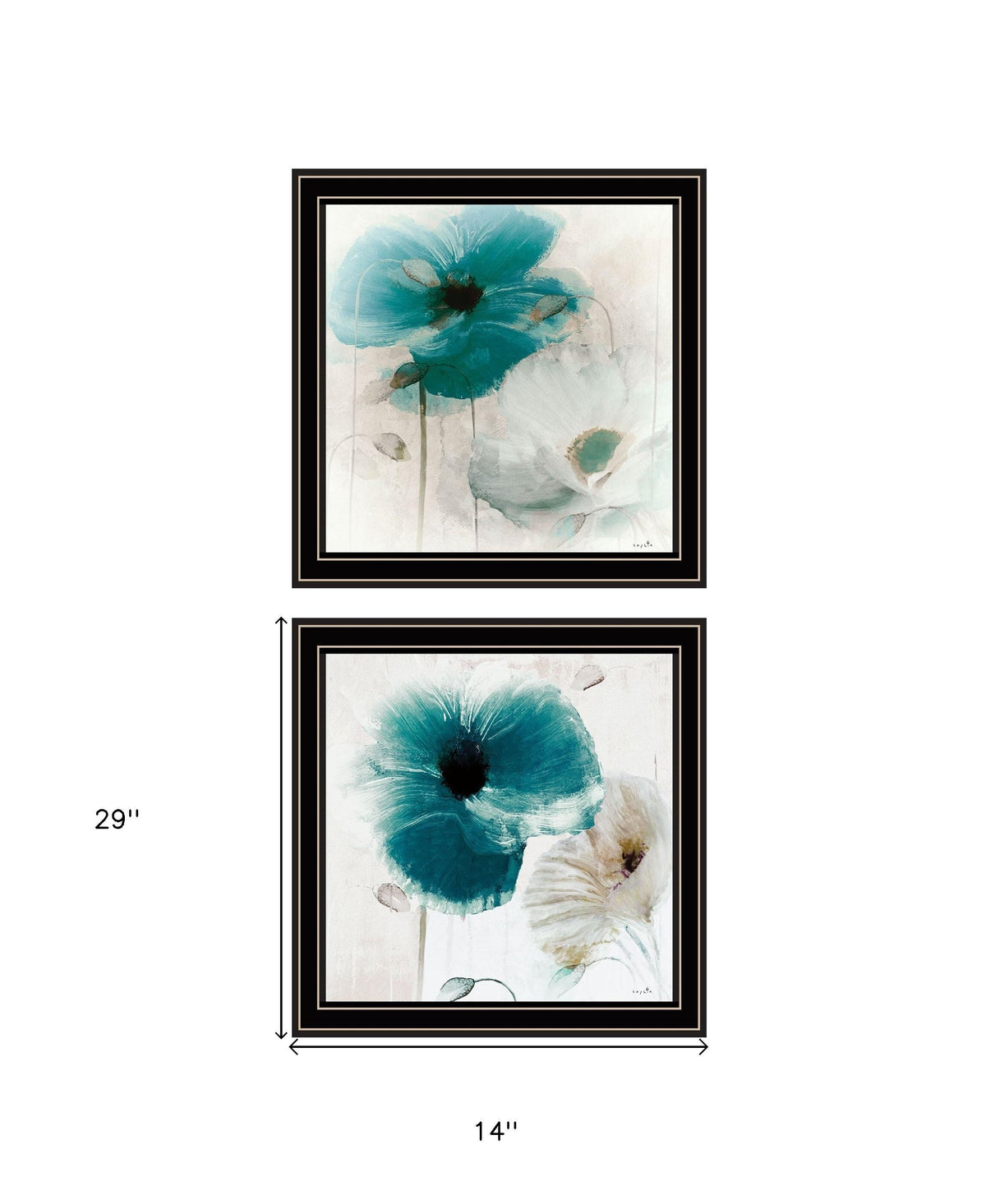 Set Of Two Poppy 1 Black Framed Print Wall Art W2B