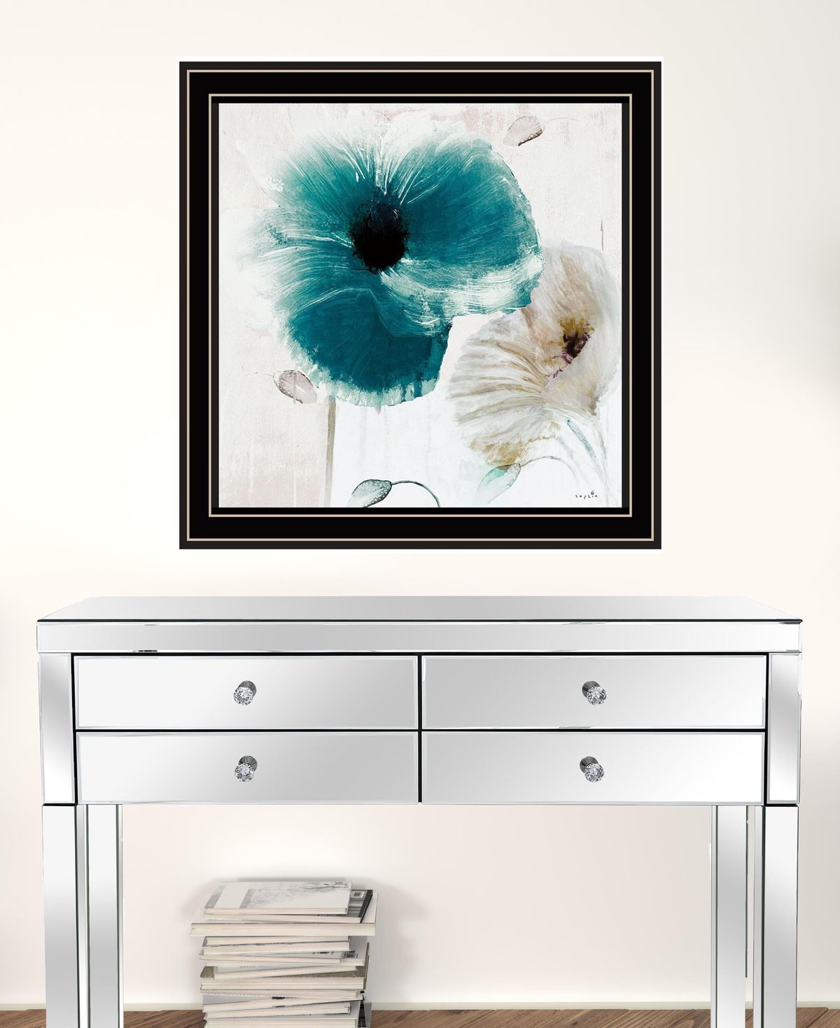Set Of Two Poppy 1 Black Framed Print Wall Art W2B