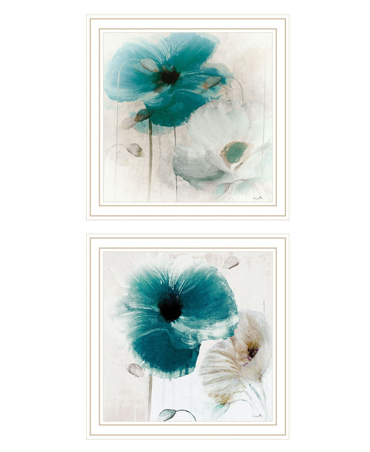 Set Of Two Poppy 2 White Framed Print Wall Art W2B