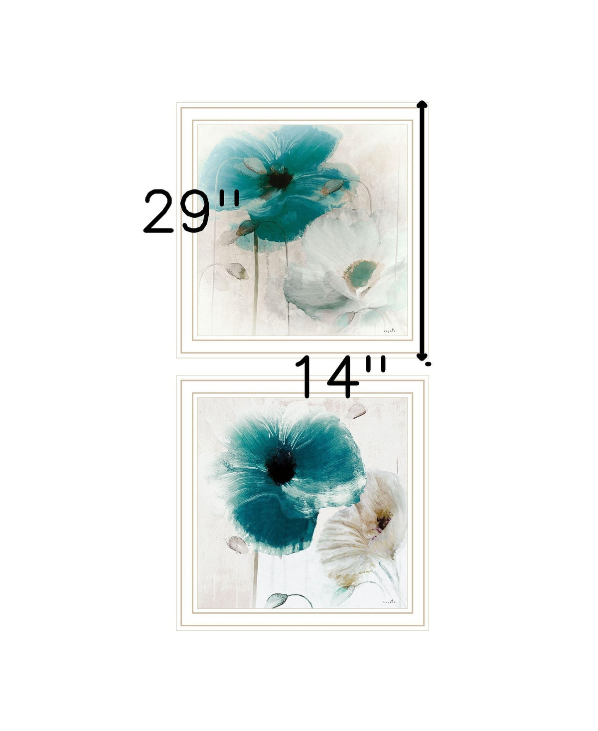 Set Of Two Poppy 2 White Framed Print Wall Art W2B