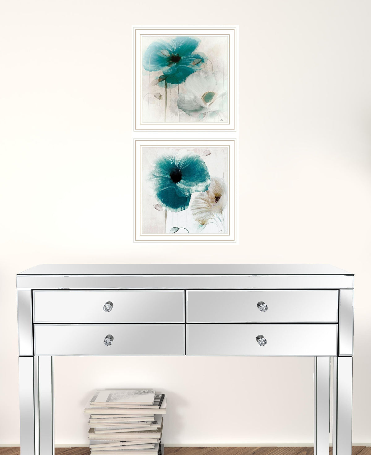 Set Of Two Poppy 2 White Framed Print Wall Art W2B
