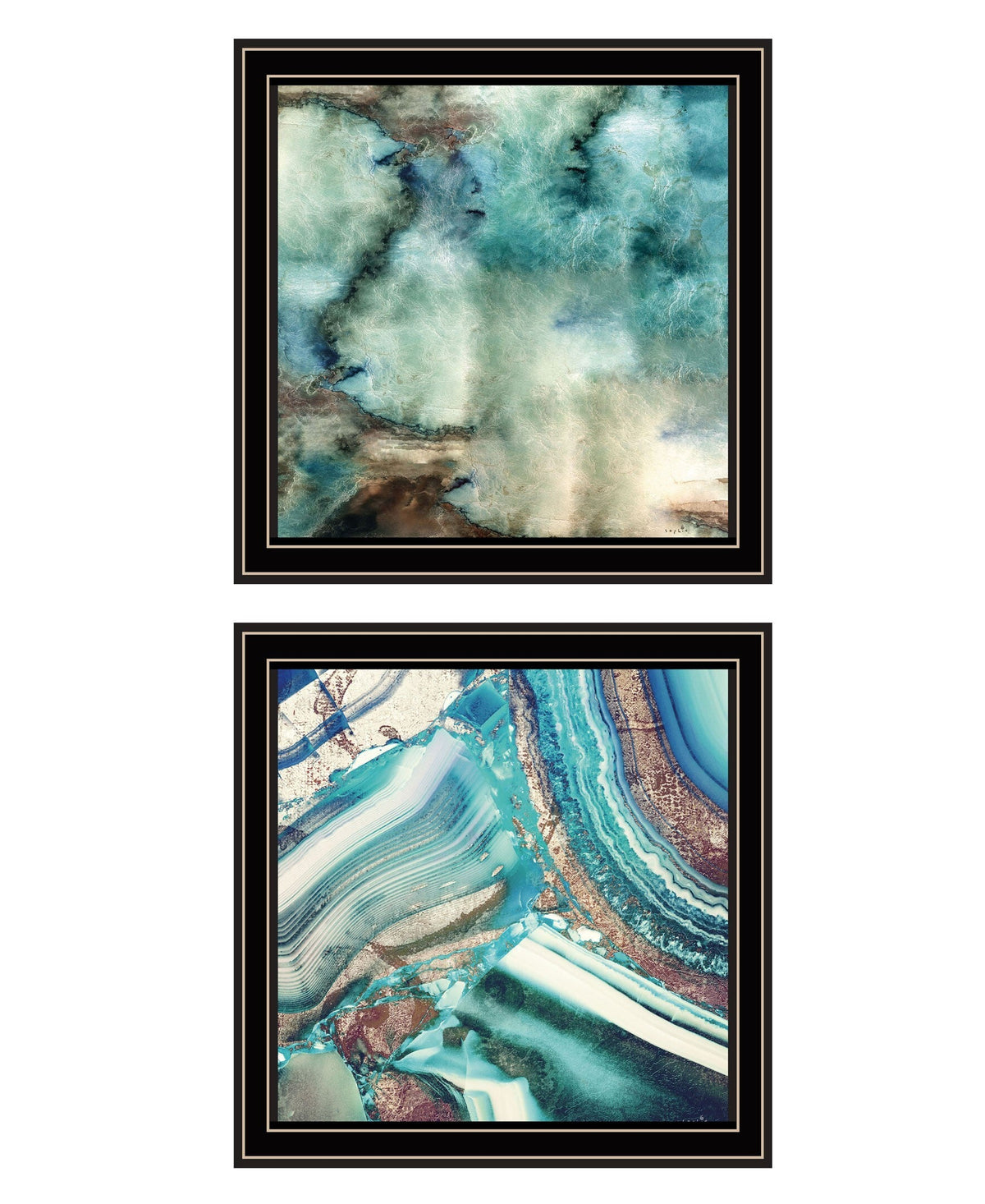 Set Of Two Earth tones I and Sea II 1 Black Framed Print Wall Art W2B