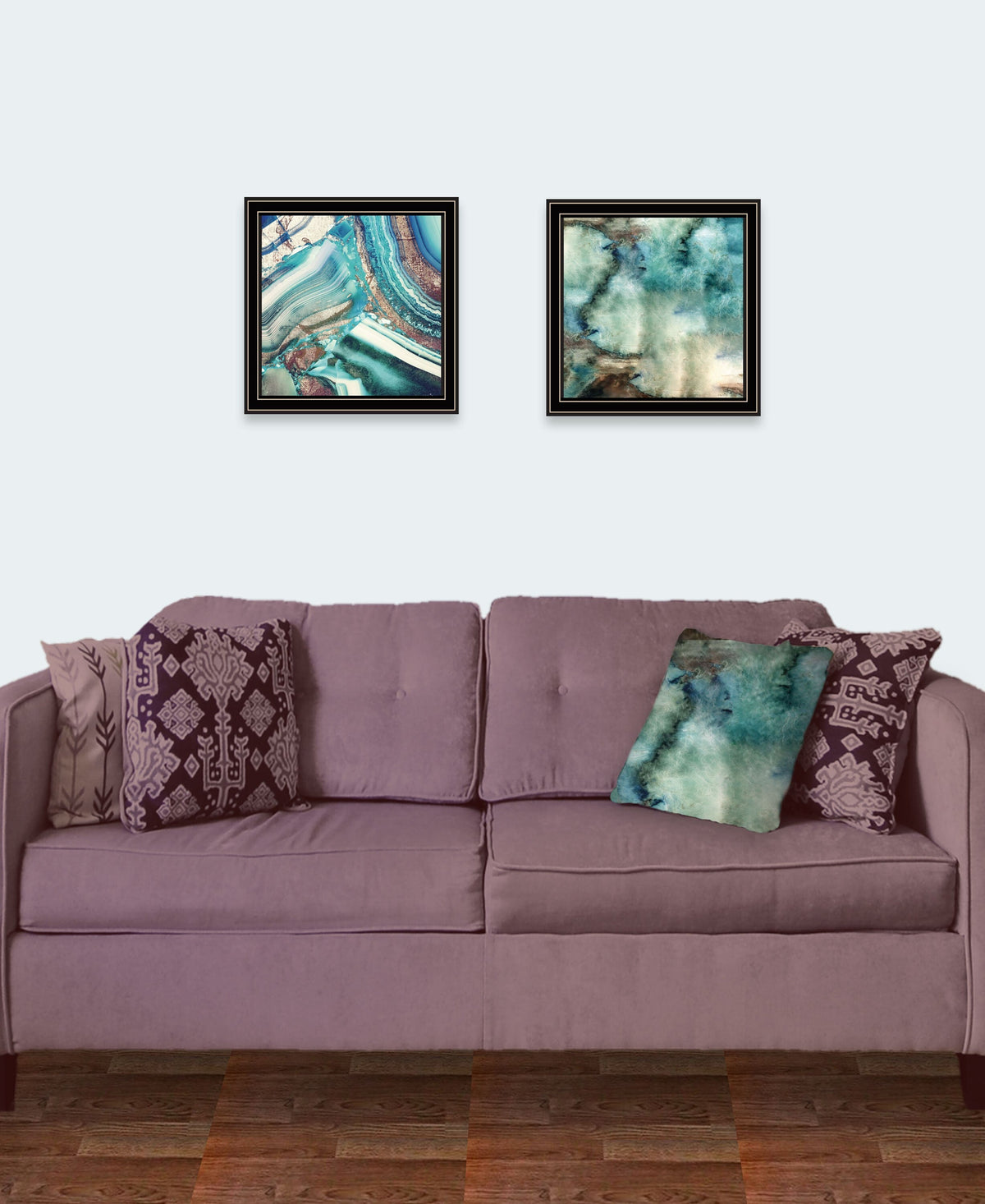 Set Of Two Earth tones I and Sea II 1 Black Framed Print Wall Art W2B