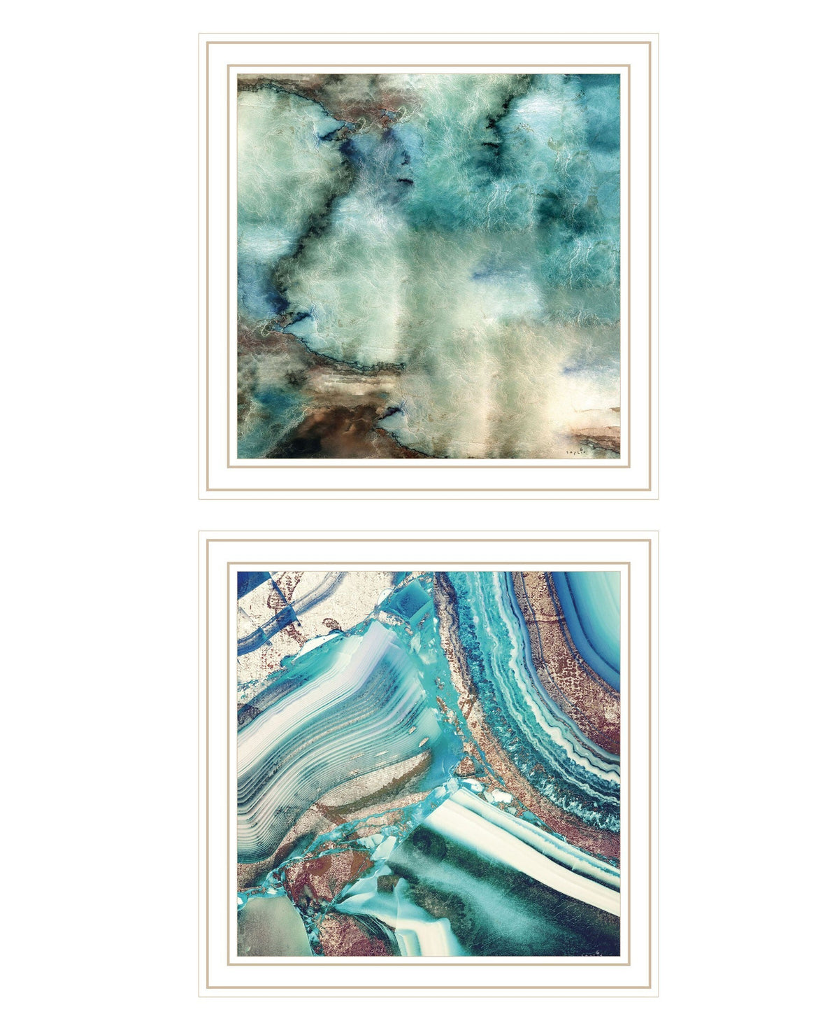 Set Of Two Earth tones I and Sea II 2 White Framed Print Wall Art W2B
