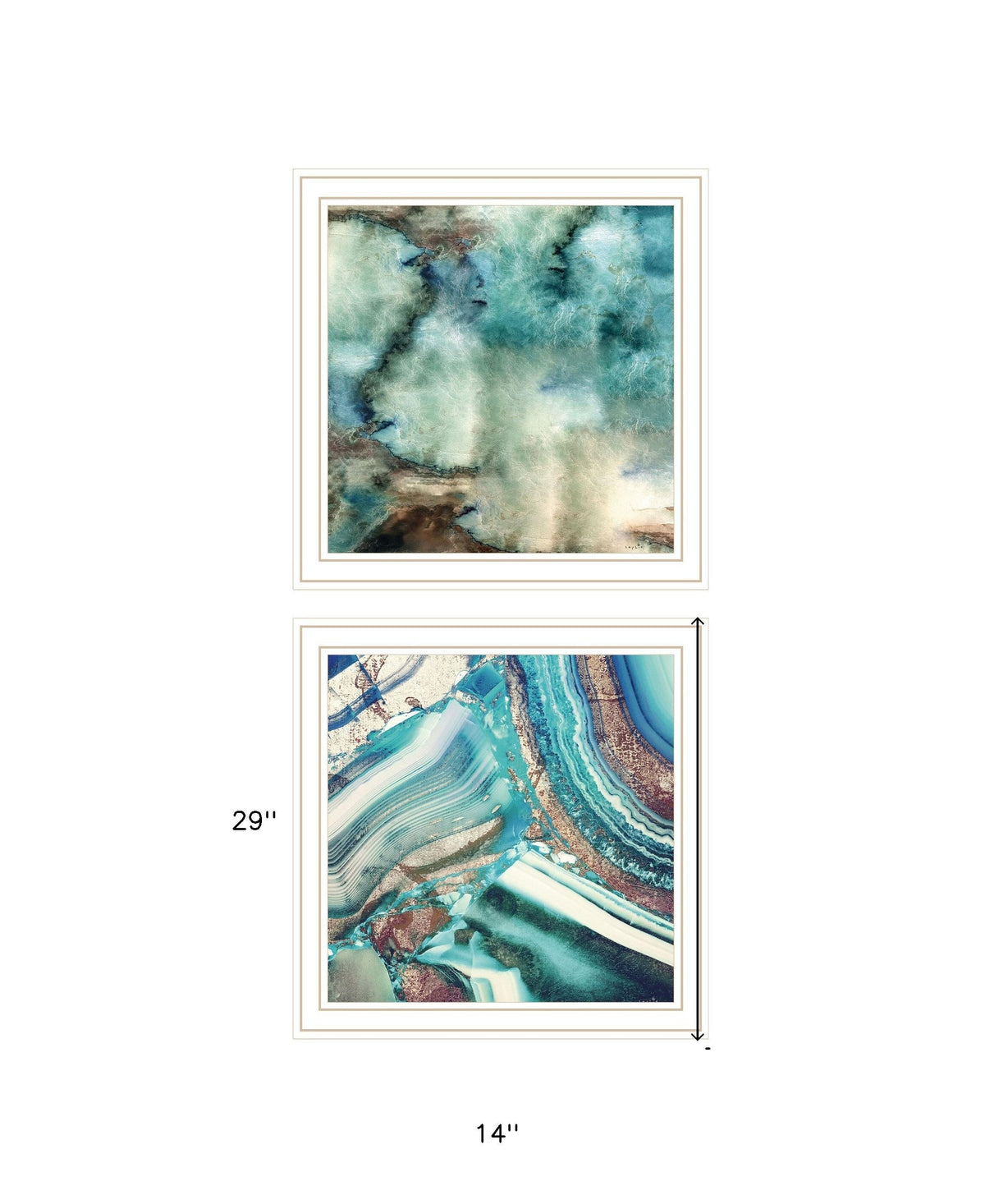 Set Of Two Earth tones I and Sea II 2 White Framed Print Wall Art W2B