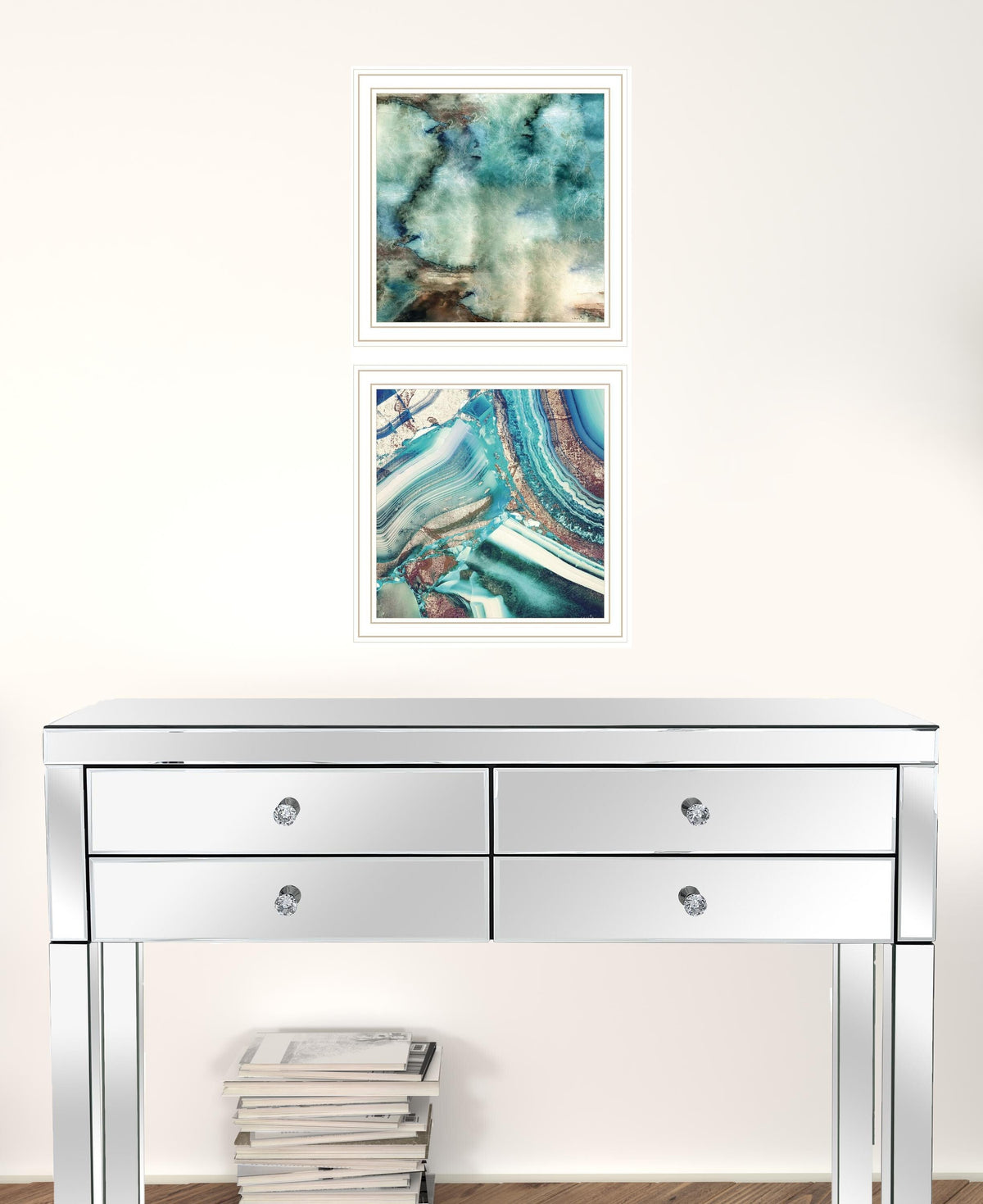 Set Of Two Earth tones I and Sea II 2 White Framed Print Wall Art W2B