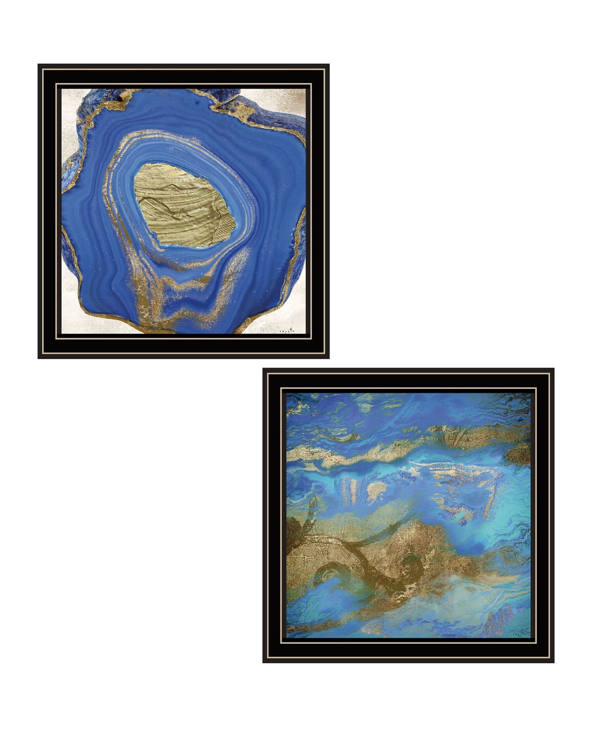 Set Of Two Perisse Cobalt 1 Black Framed Print Wall Art W2B