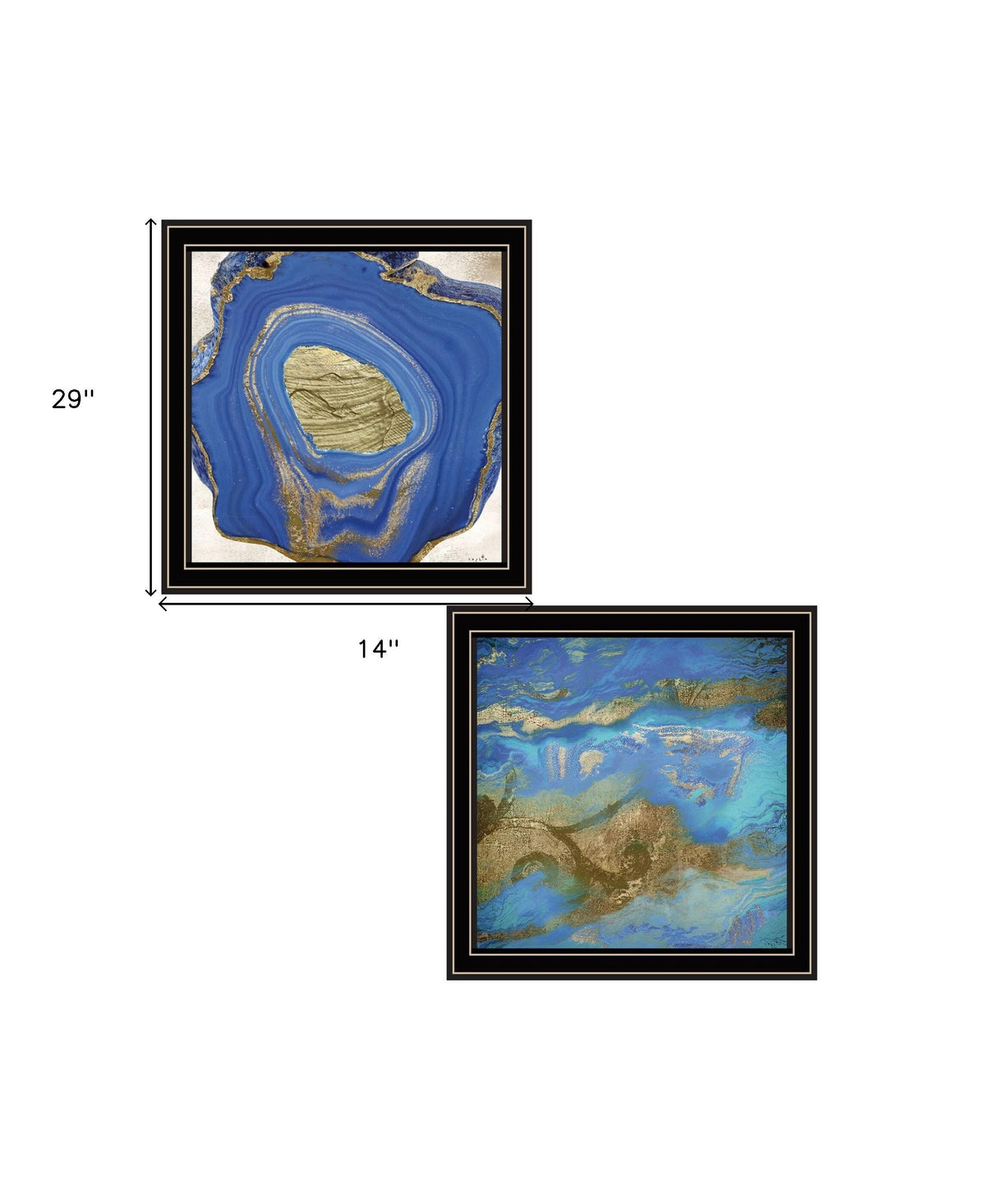 Set Of Two Perisse Cobalt 1 Black Framed Print Wall Art W2B