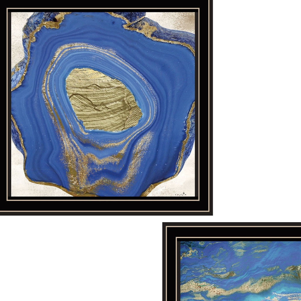 Set Of Two Perisse Cobalt 1 Black Framed Print Wall Art W2B