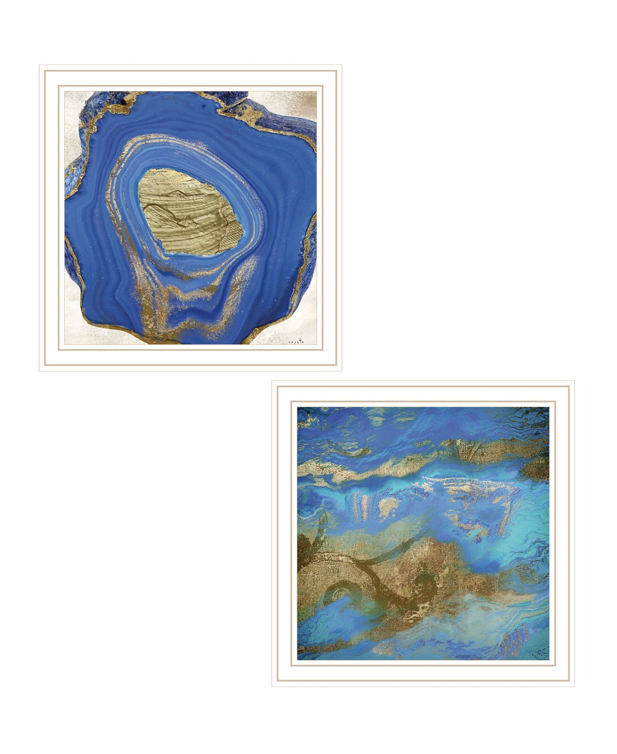 Set Of Two Perisse Cobalt 2 White Framed Print Wall Art W2B
