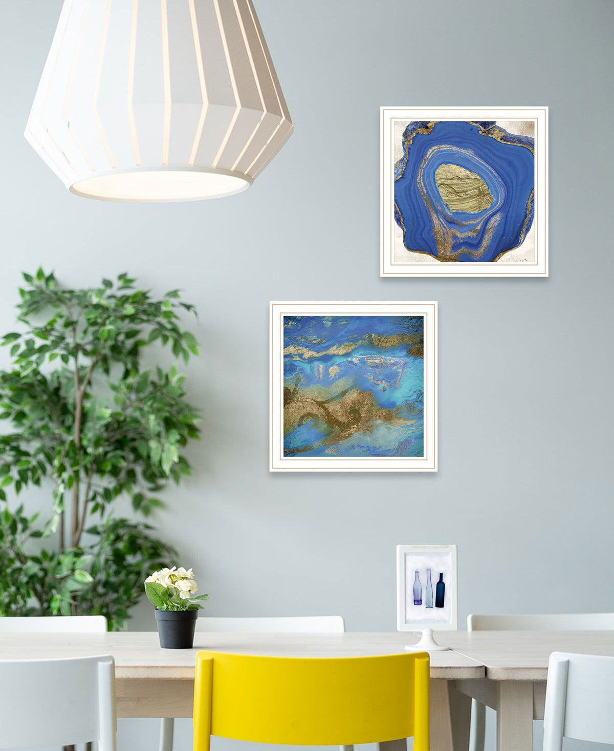 Set Of Two Perisse Cobalt 2 White Framed Print Wall Art W2B