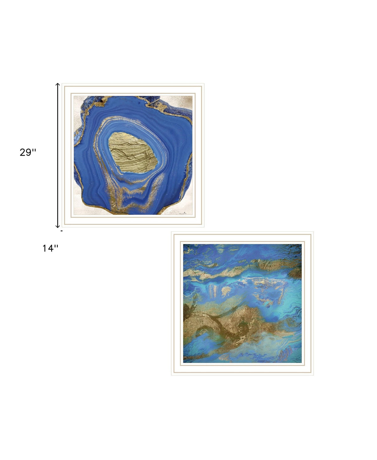 Set Of Two Perisse Cobalt 2 White Framed Print Wall Art W2B
