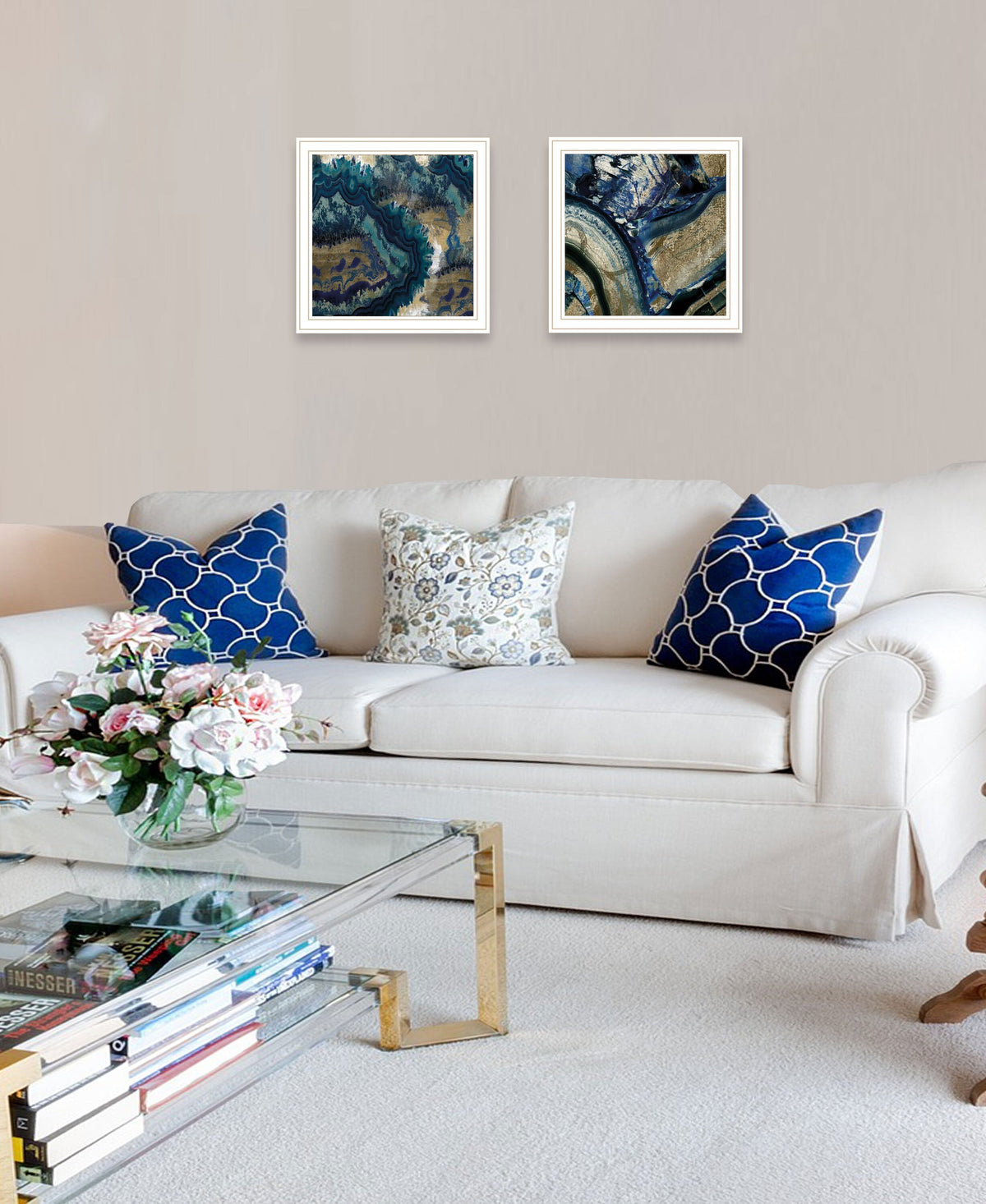 Set Of Two Geode Reef Pleasure 1 White Framed Print Wall Art W2B