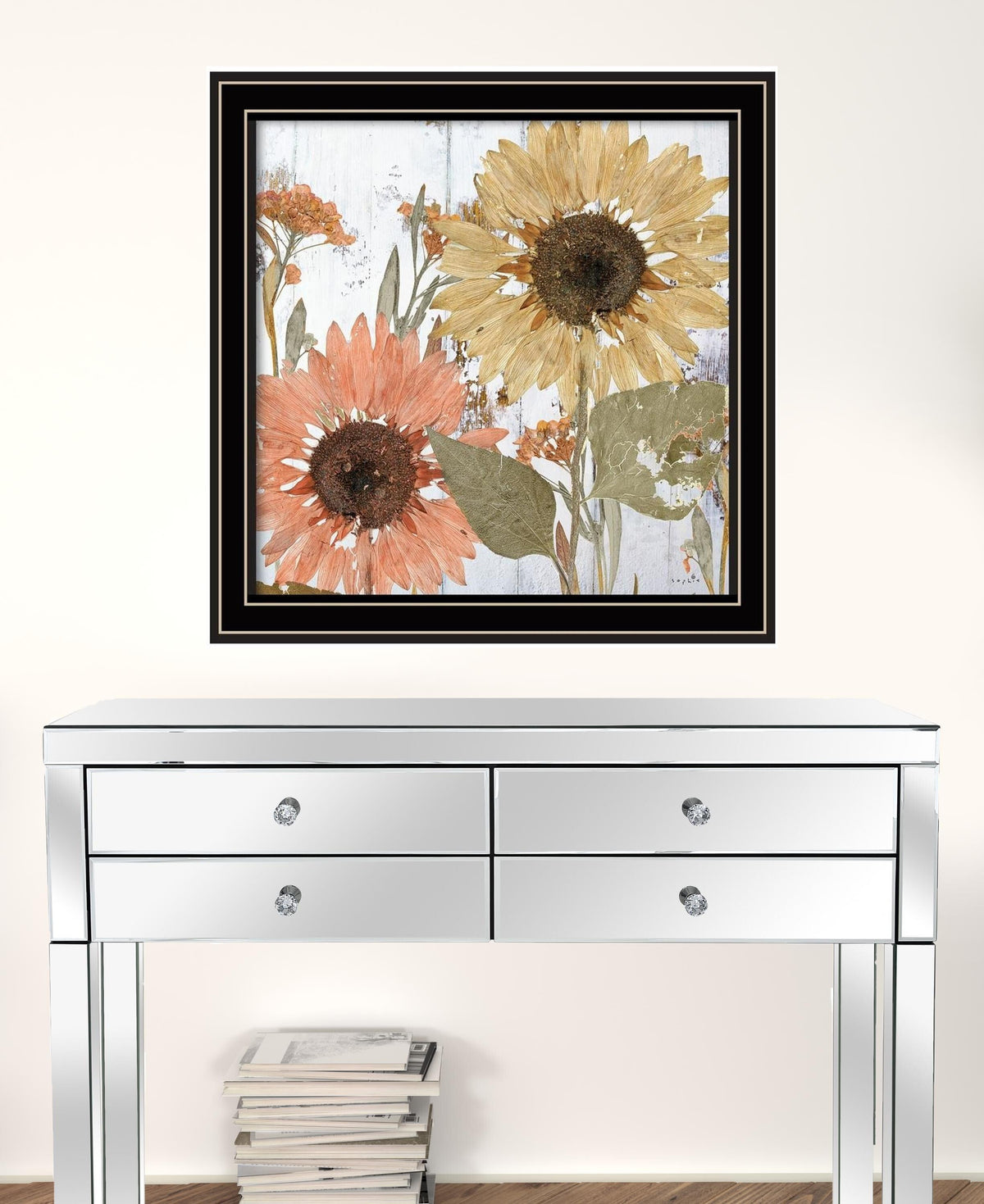 Set Of Two Earth to Petals 1 Black Framed Print Wall Art W2B