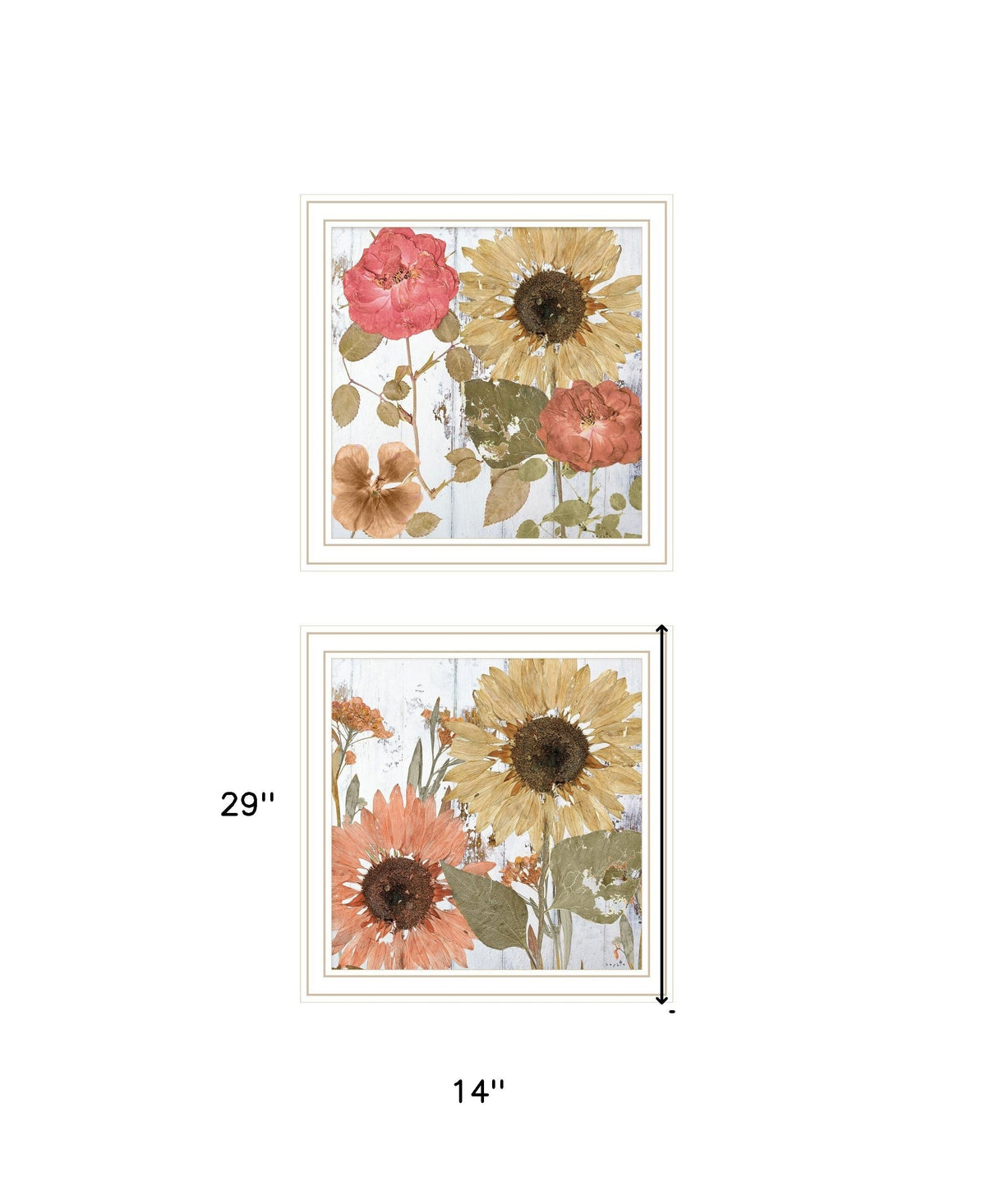 Set Of Two Earth to Petals 2 White Framed Print Wall Art W2B