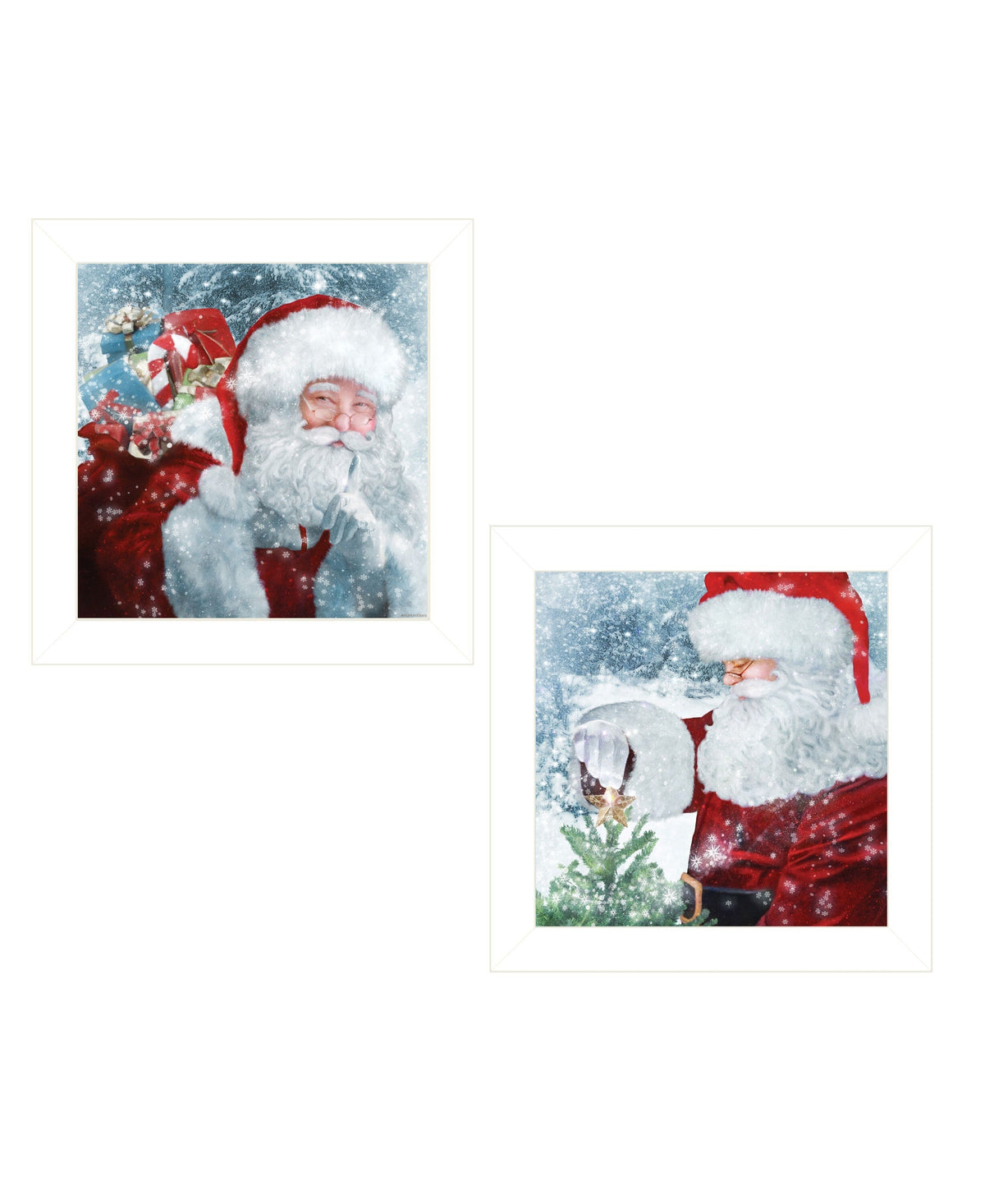 Set Of Two Santas Blessings 5 White Framed Print Wall Art W2B
